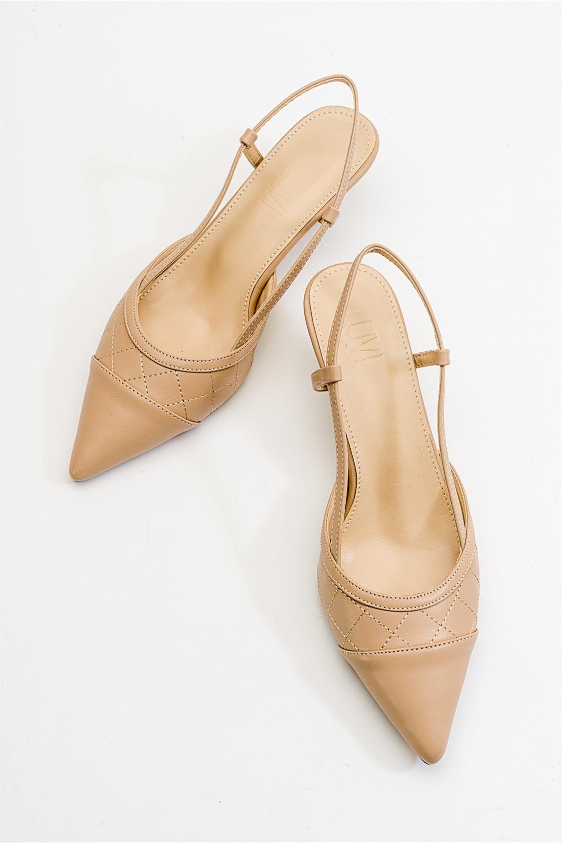 Point - Zapatilla de tacón destalonada con punta de aguja nude (Mujer)