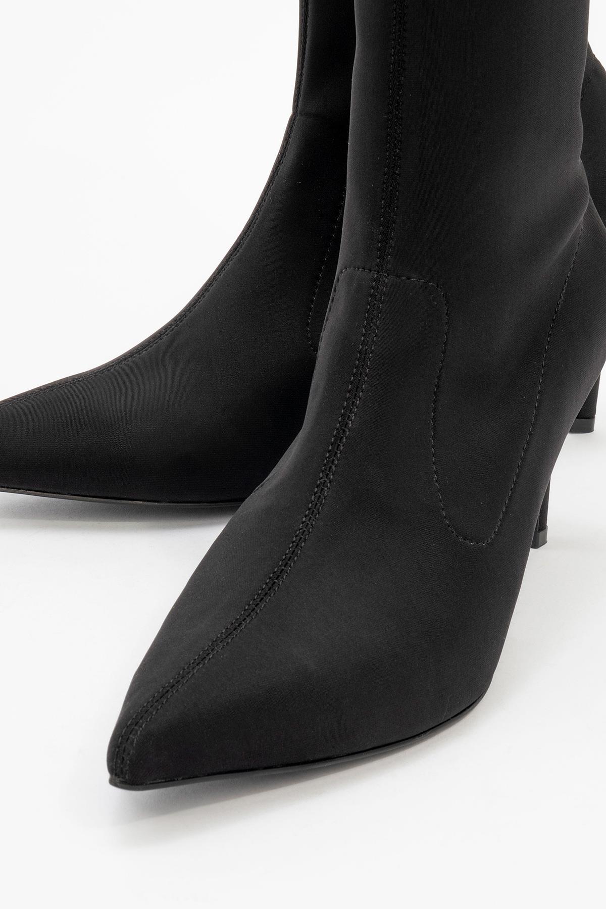 Thalin - Bota stiletto negra elástica con cremallera lateral (mujer)