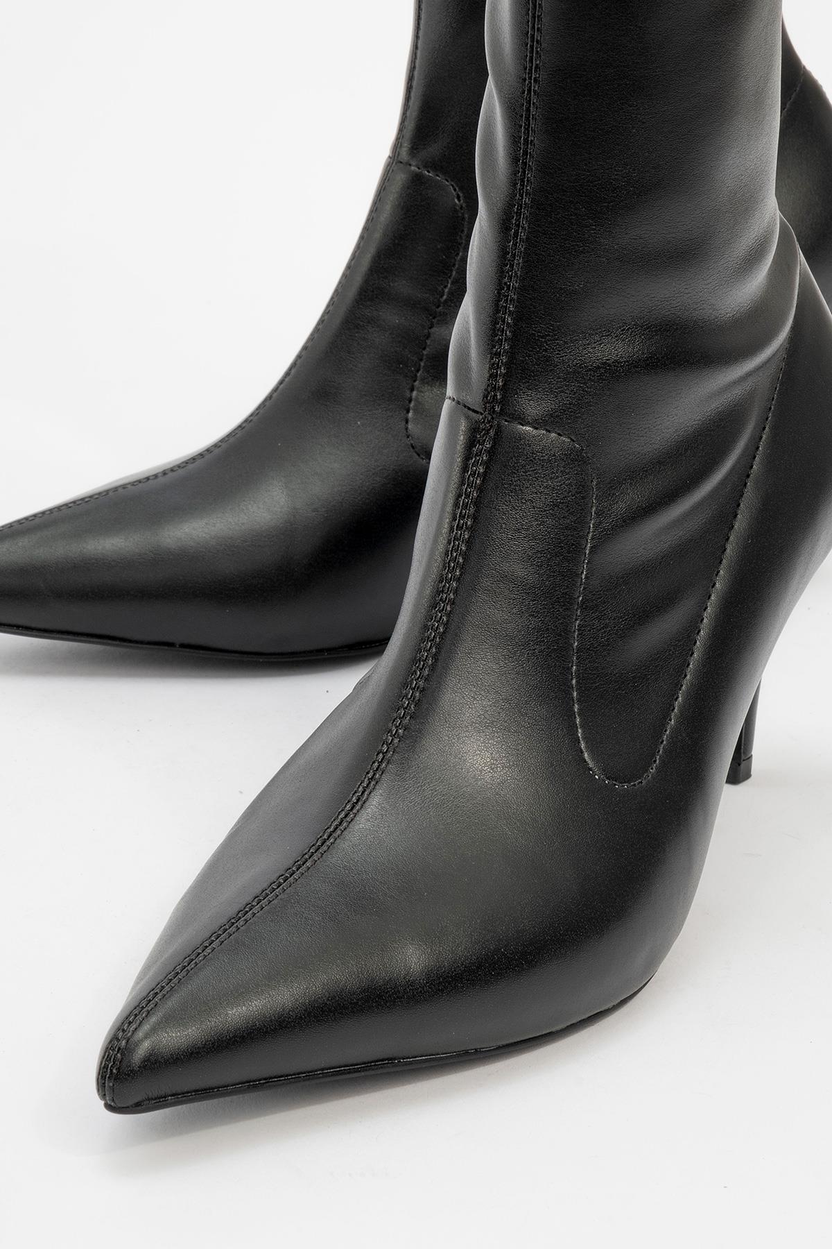 Thalin - Bota de tacón de aguja con cremallera lateral negra (Mujer)
