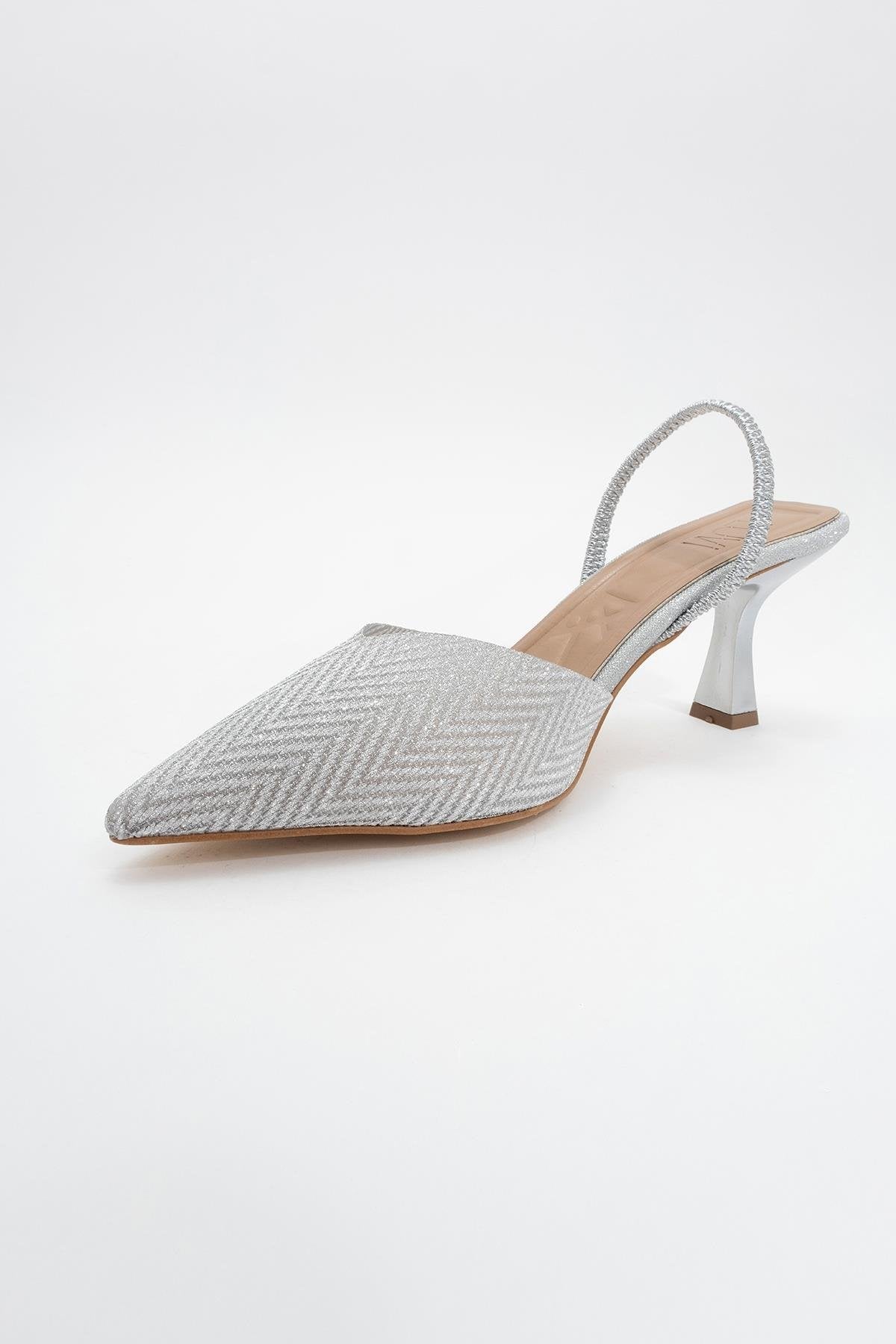 Renos - Silver Glitter Pointed Toe Pump (Women)