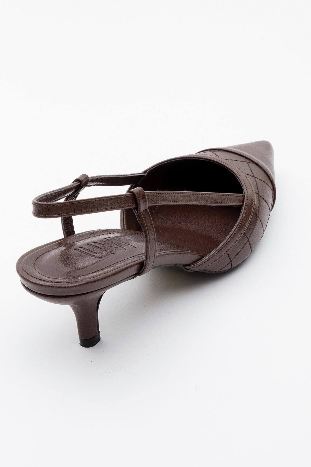 Point - Zapatilla de tacón destalonada de punta en tono marrón (Mujer)