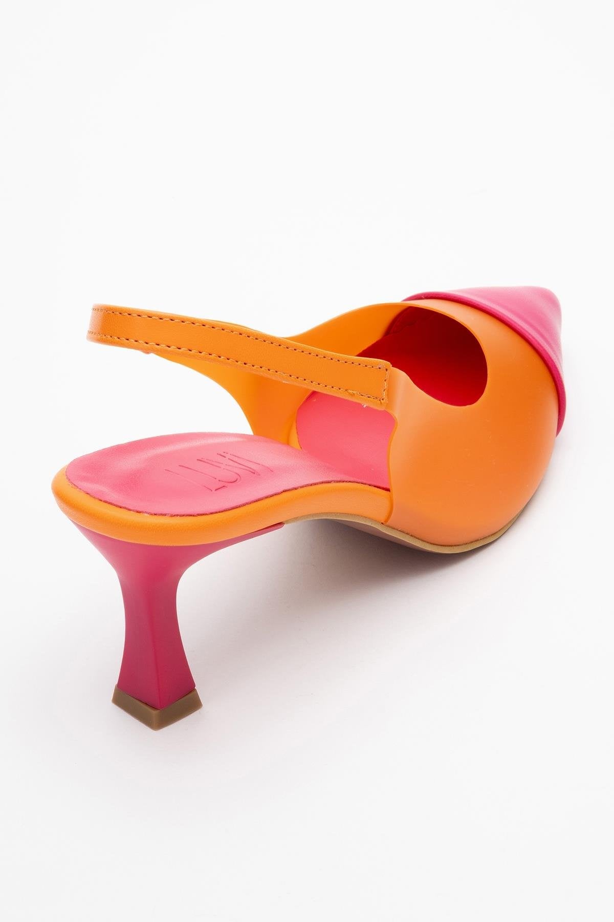 Moore - Zapatilla de tacón de punta transparente fucsia naranja (mujer)