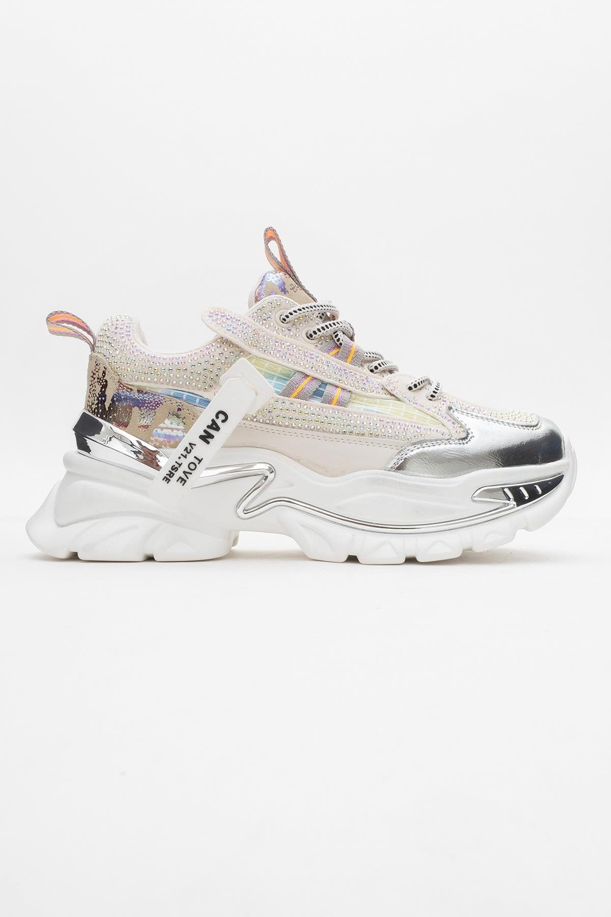 Noi - White Silver Embellished Sneaker (Women)