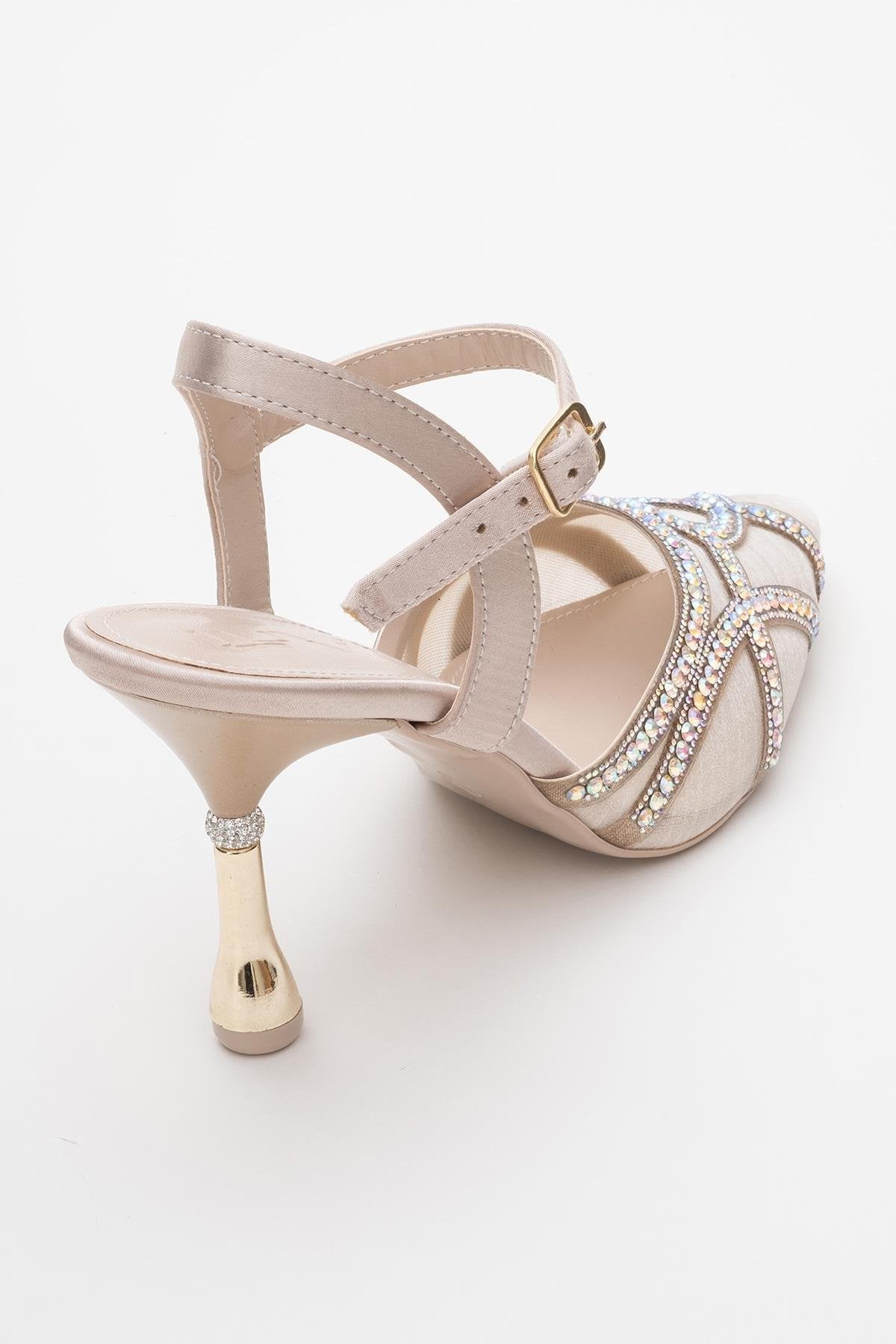 Volby - Zapatos de tacón en punta adornados color beige (mujer)