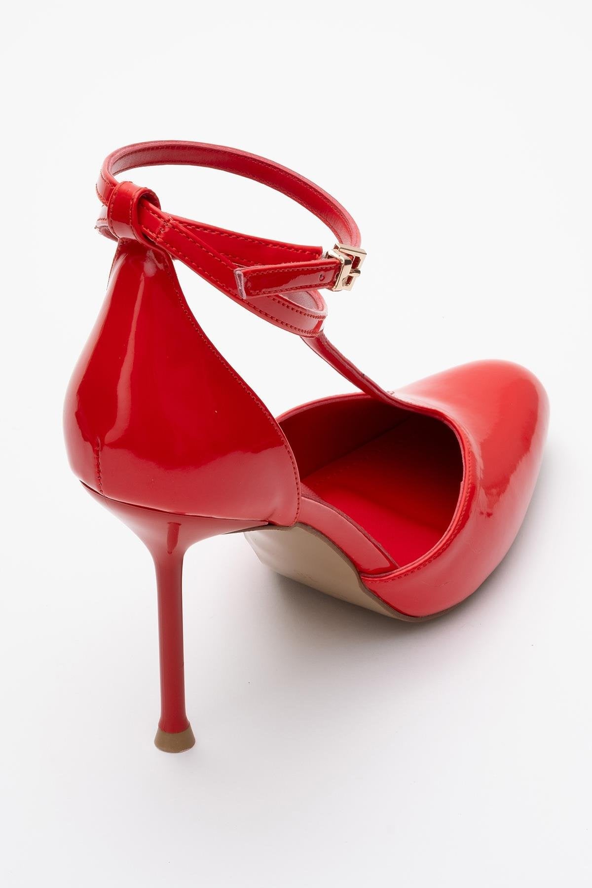 Jon - Zapatos de tacón "T-Strap Pump" de charol rojos (Mujer)