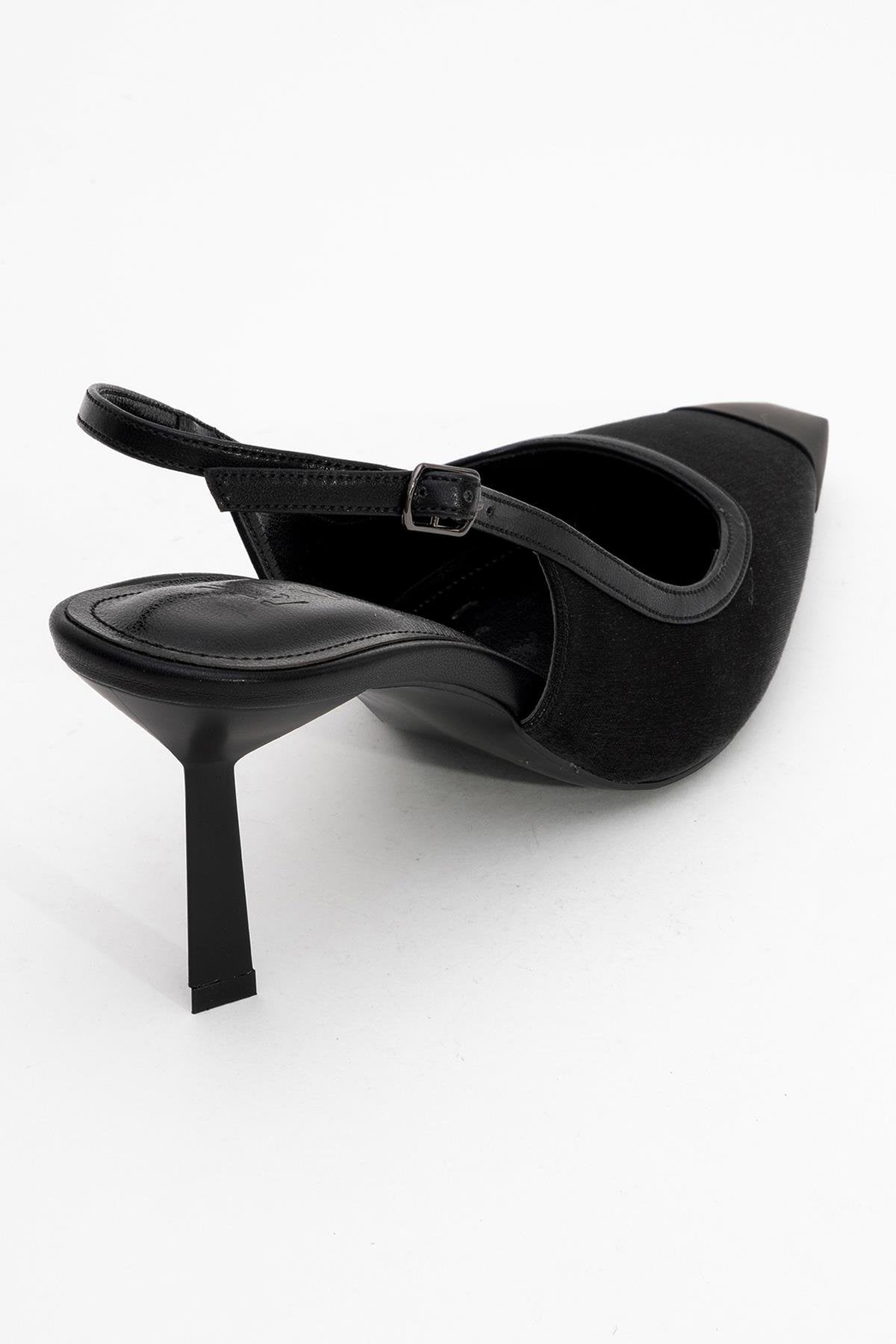 Alive - Zapatilla de tacón de aguja de satén negro (mujer)