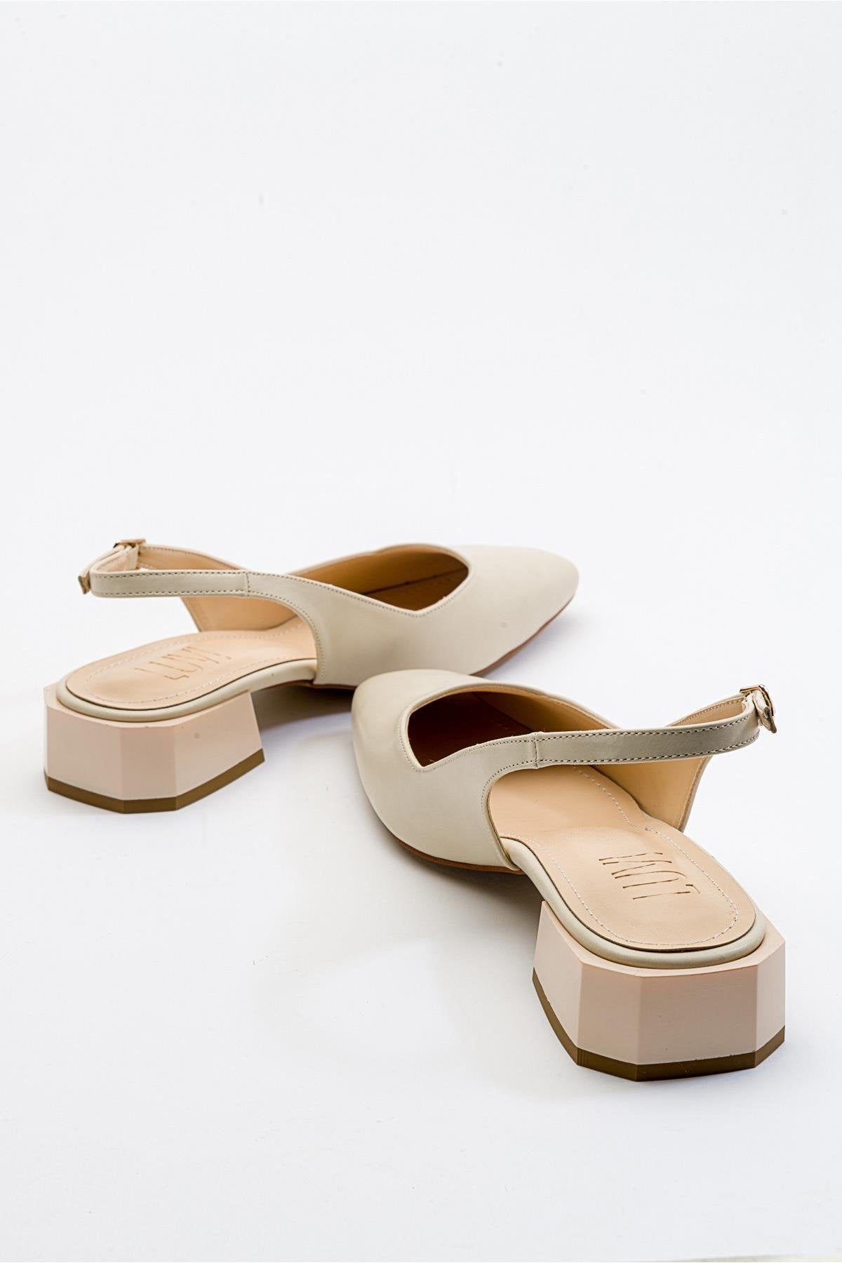 State - Zapatos de tacón destalonados redondos de color beis (mujer)