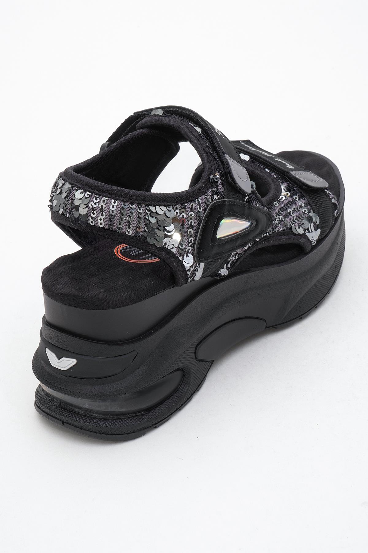Arthur - Sandalias deportivas de plataforma con tiras negras (Mujer)