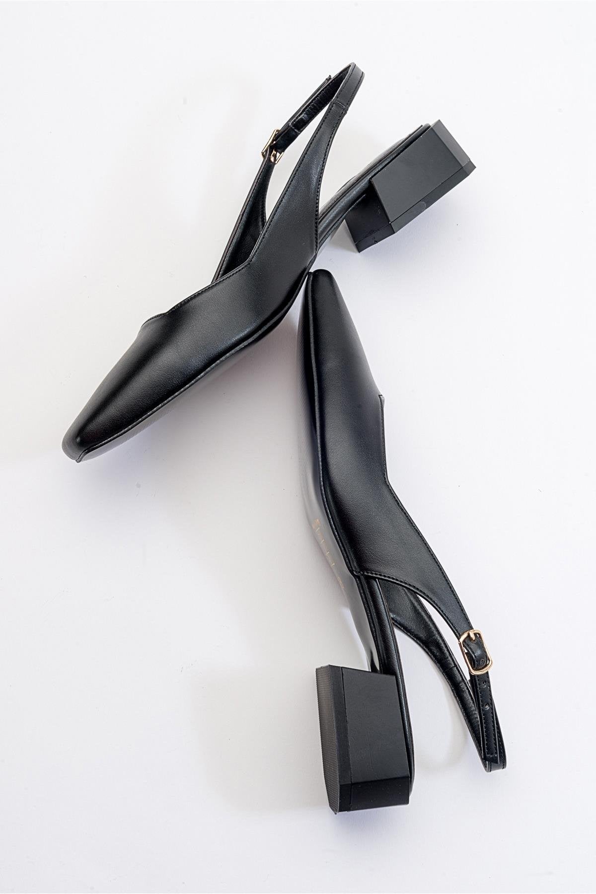 State - Zapatos de tacón "Slingback" negros con punta redonda (mujer)