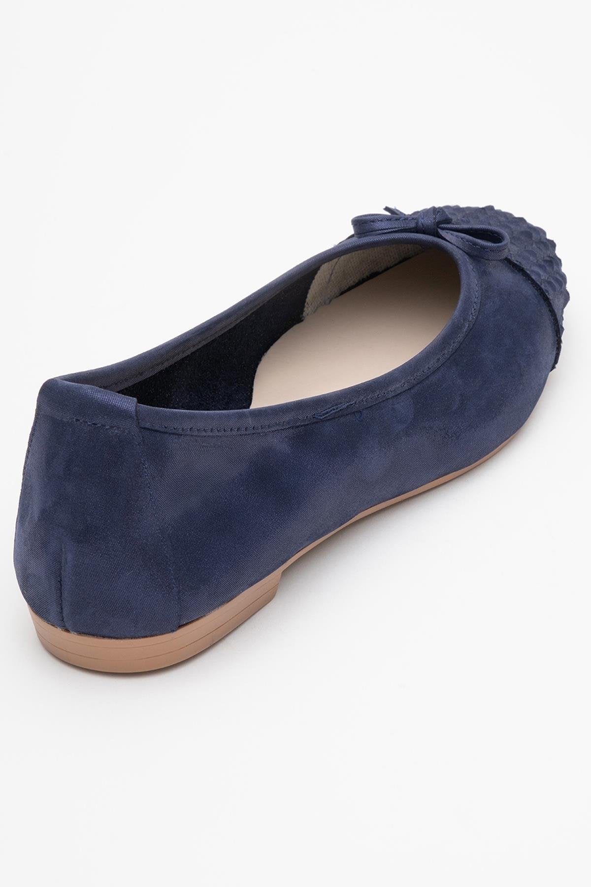 02 - Bailarinas de piel auténtica con purpurina azul marino (Mujer)