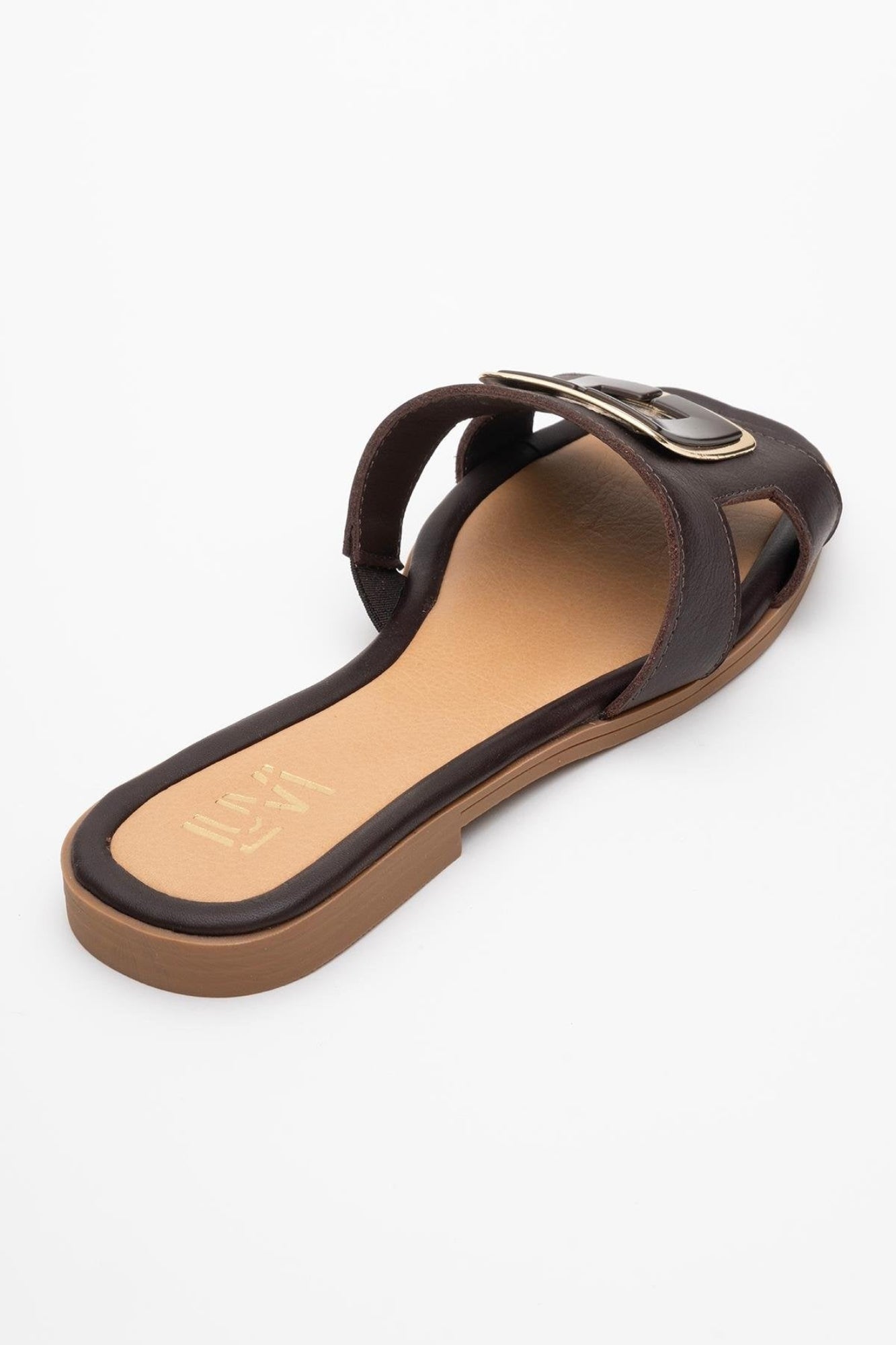 Millie - Brown Genuine Leather Buckle Mule (Women)