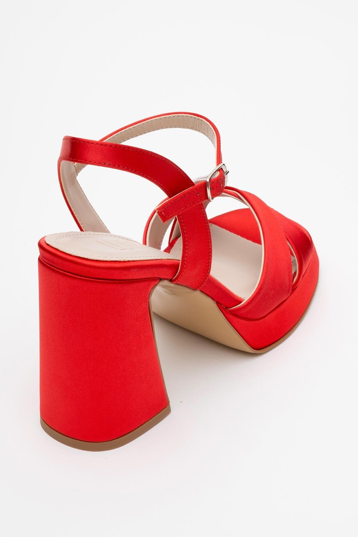 Lello - Zapatos de tacón de plataforma de satén rojo (Mujer)