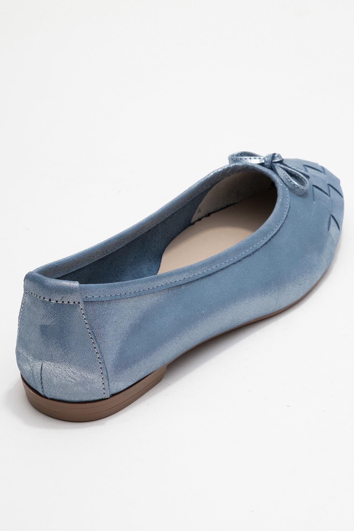 03 - Bailarina de cuero genuino azul metálico (mujer)