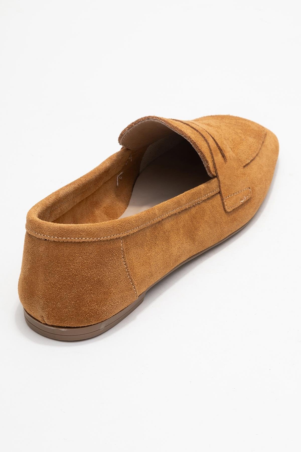 Morne - Mocasín de cuero genuino de ante color coñac (mujer)