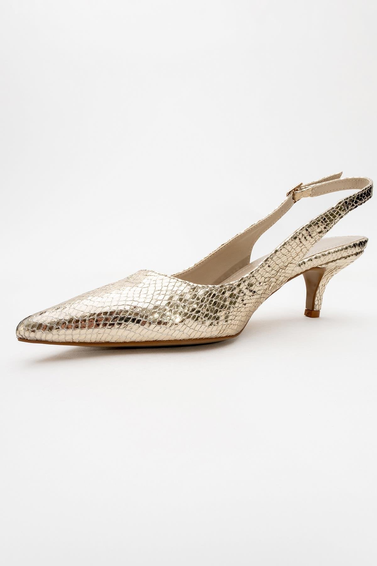 Valor - Zapato de tacón con punta y estampado dorado (Mujer)