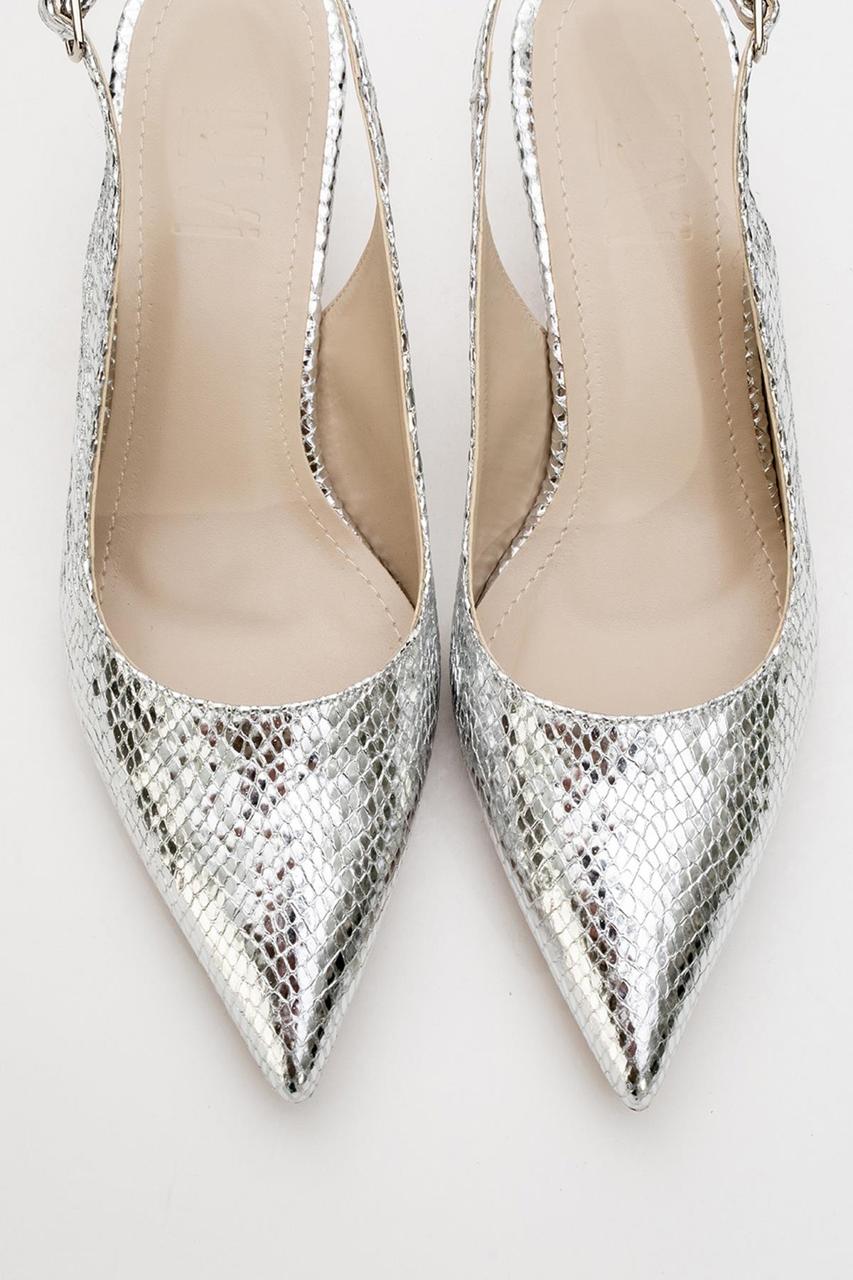 Valor - Zapatos de tacón en punta con estampado plateado (mujer)