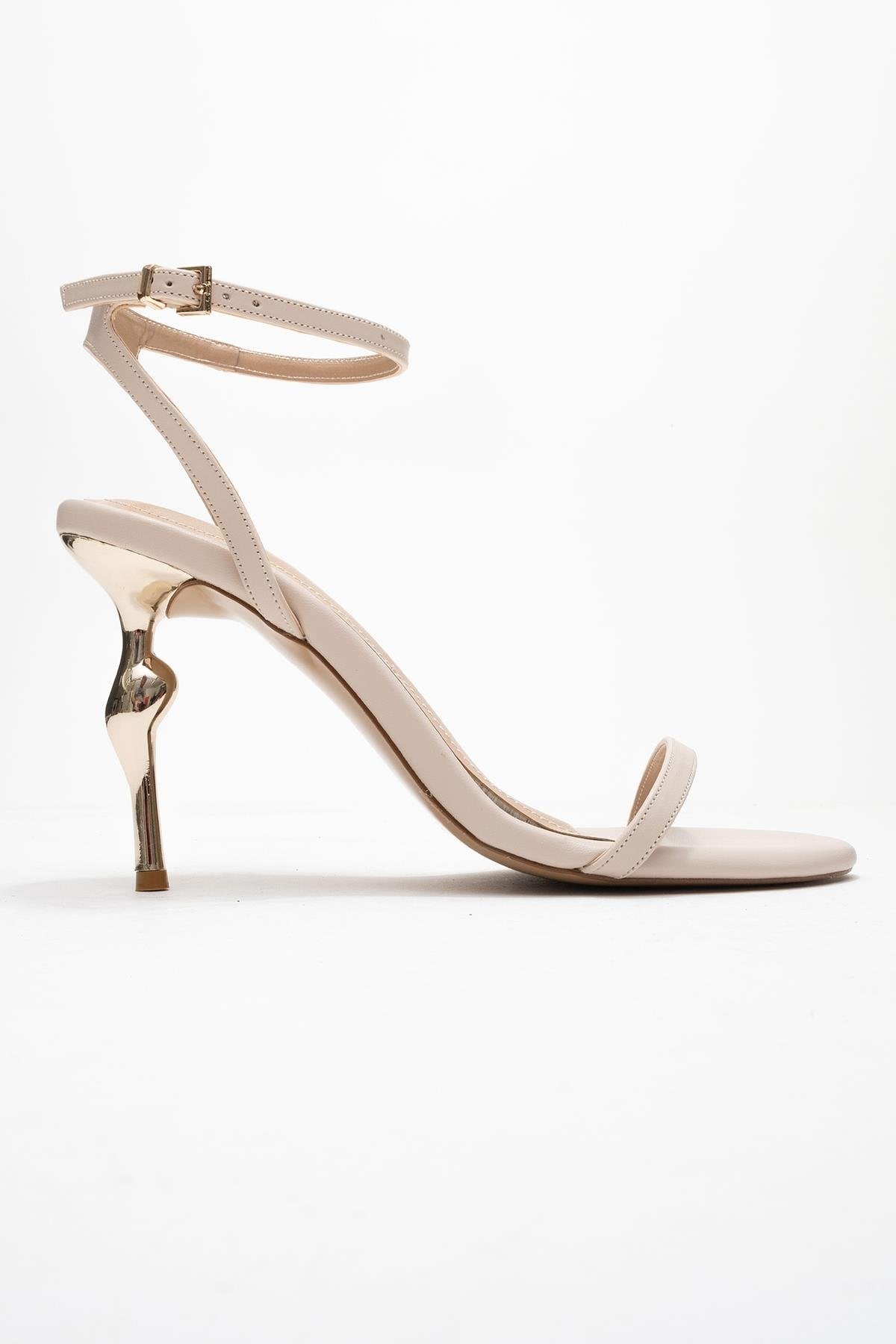 Jasmin - Zapato de tacón de aguja de una sola tira en color beige (Mujer)