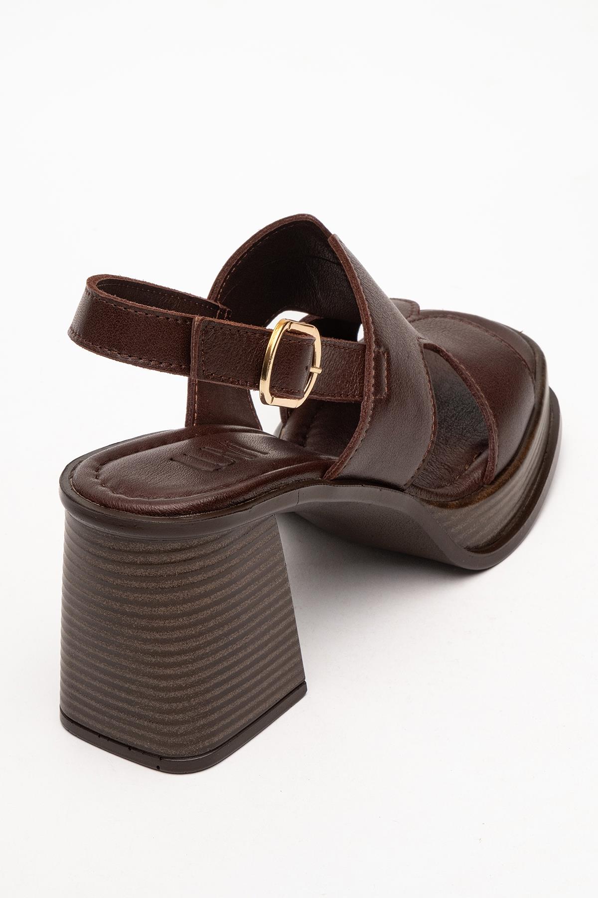 Zennia - Brown Leather Platform Sandal (Women)