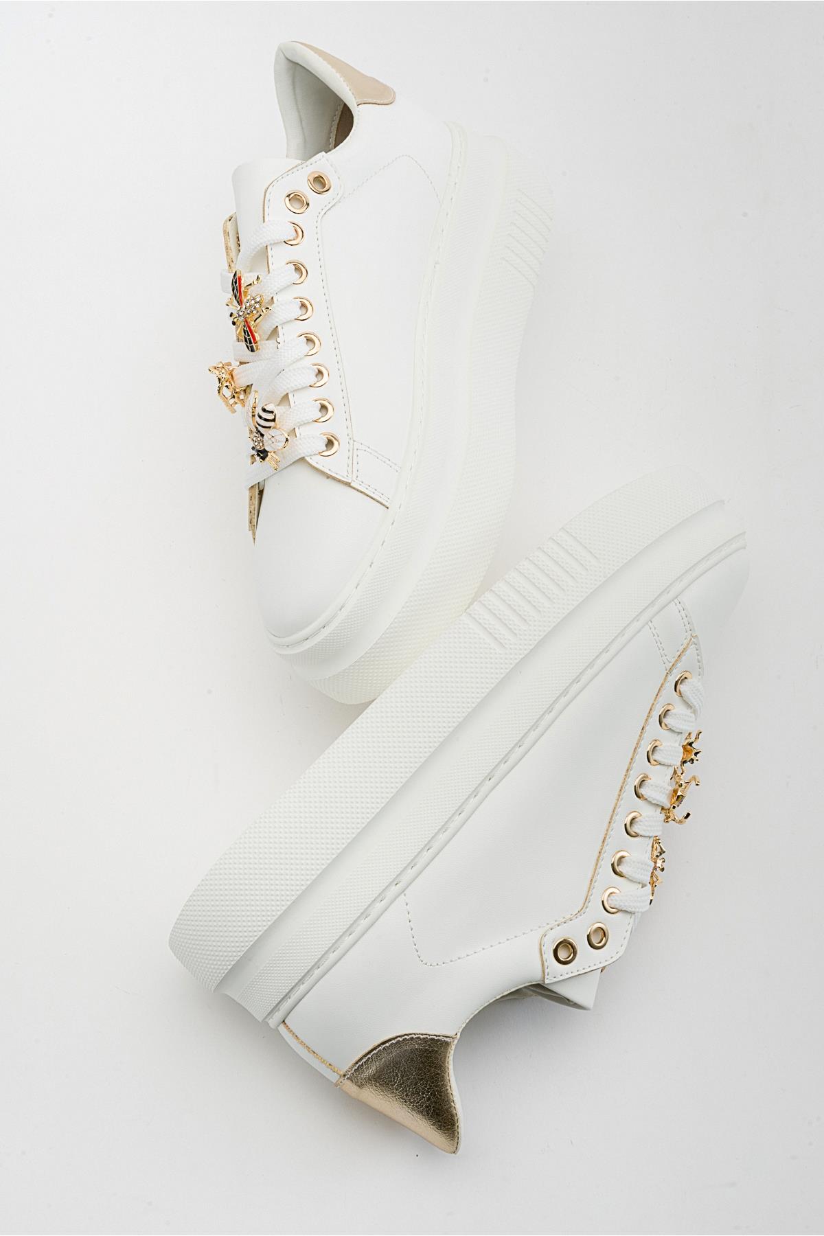 Ater - Zapatillas con Hebilla de Abeja Blanca (Mujer)
