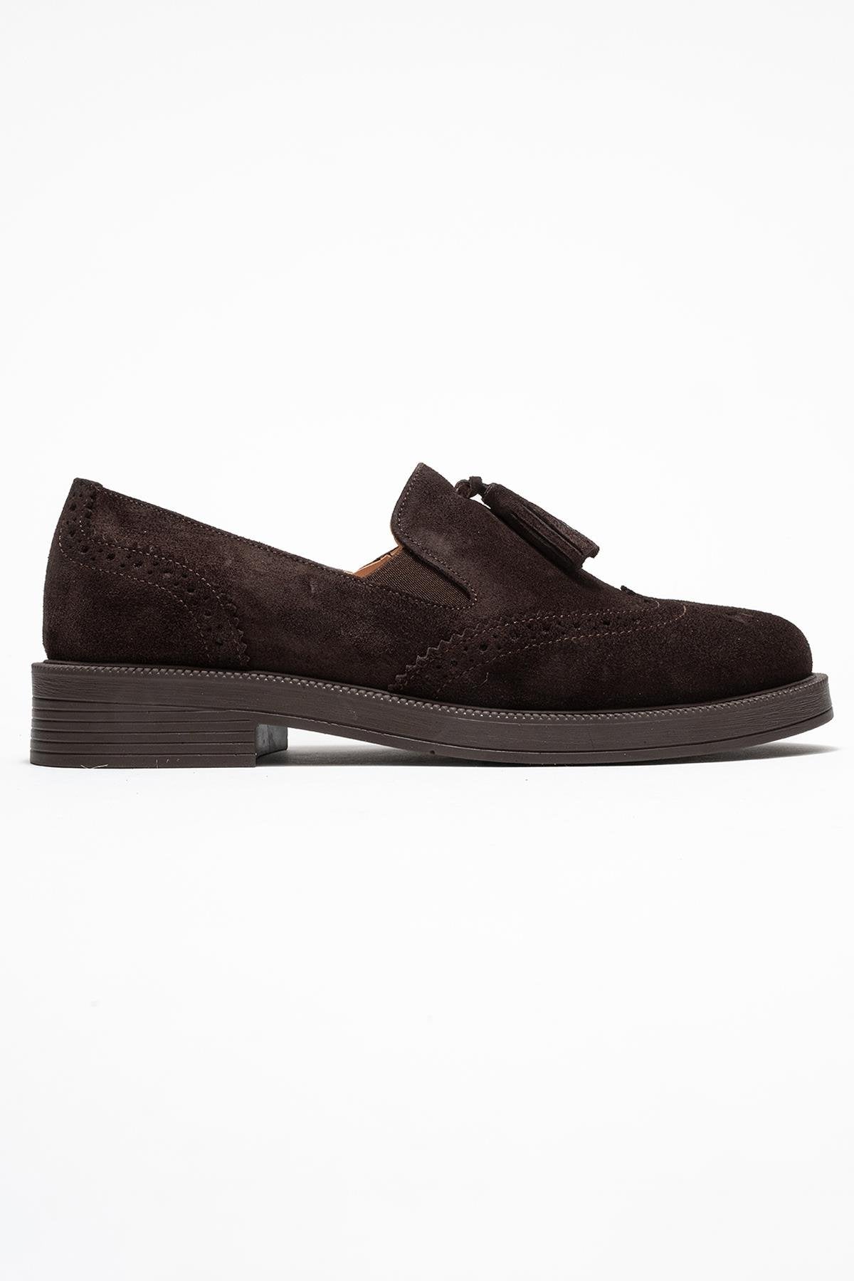 Alex - Brown Suede Leather Tassel Loafers (Women)