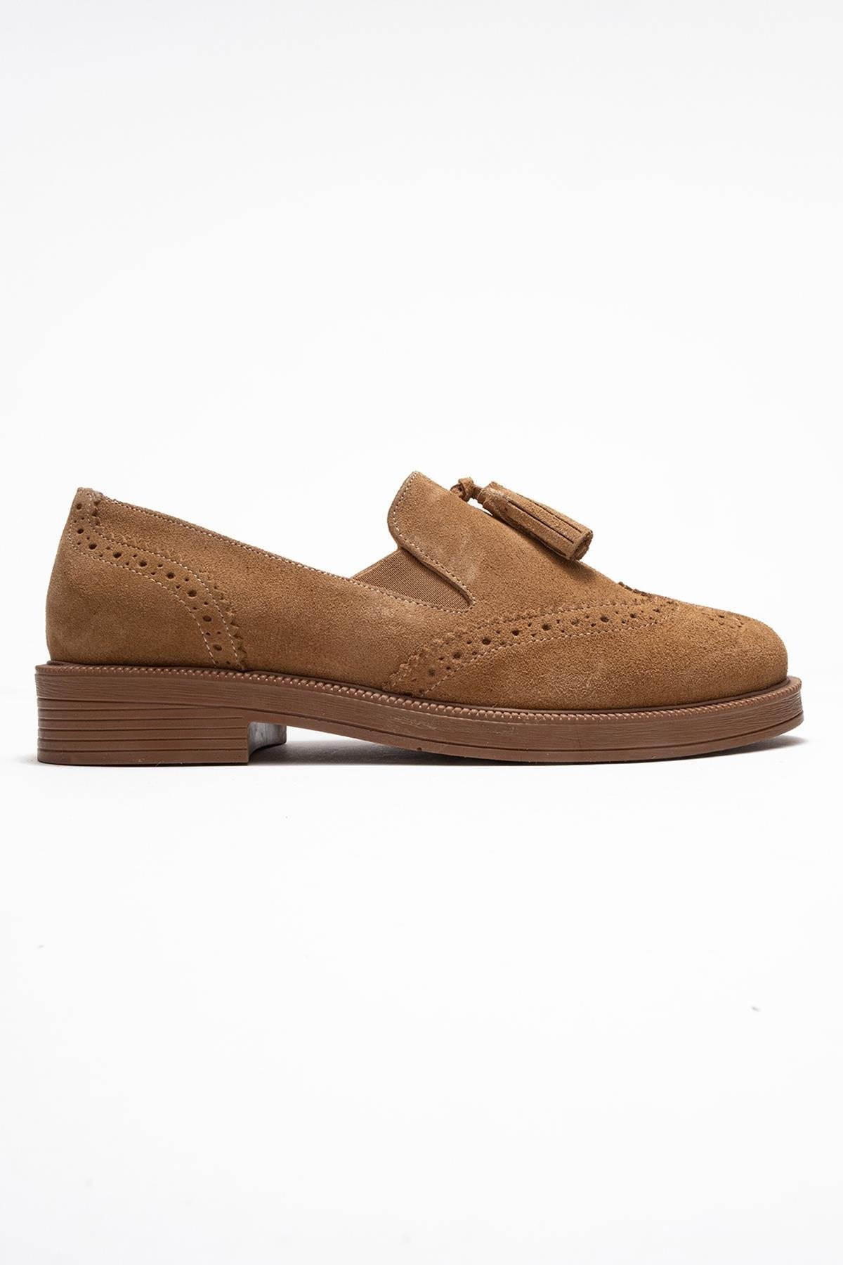 Alex - Cognac Suede Leather Tassel Loafers (Women)