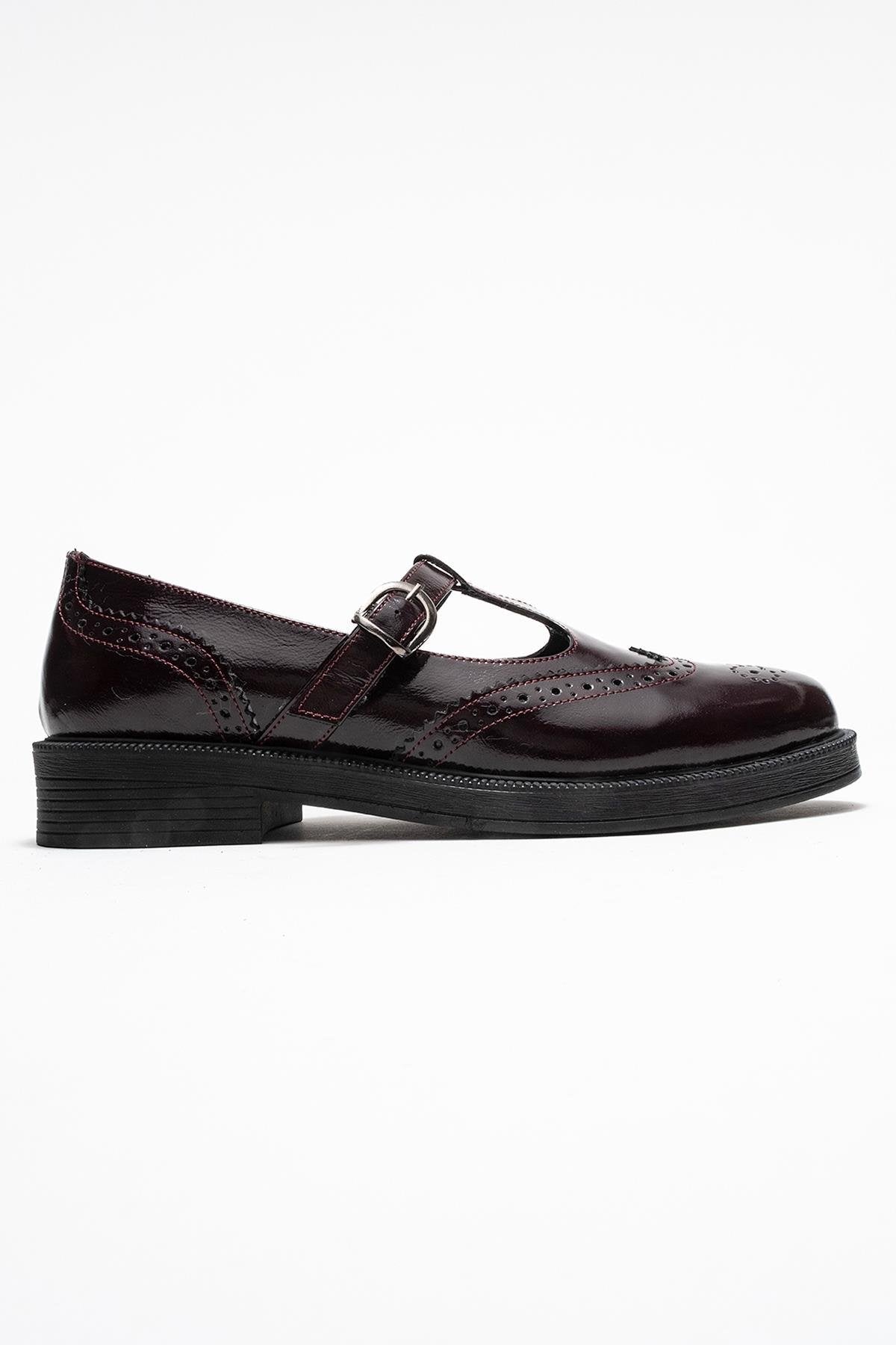 Janney - Burgundy Patent Leather Strap Loafers (Women)
