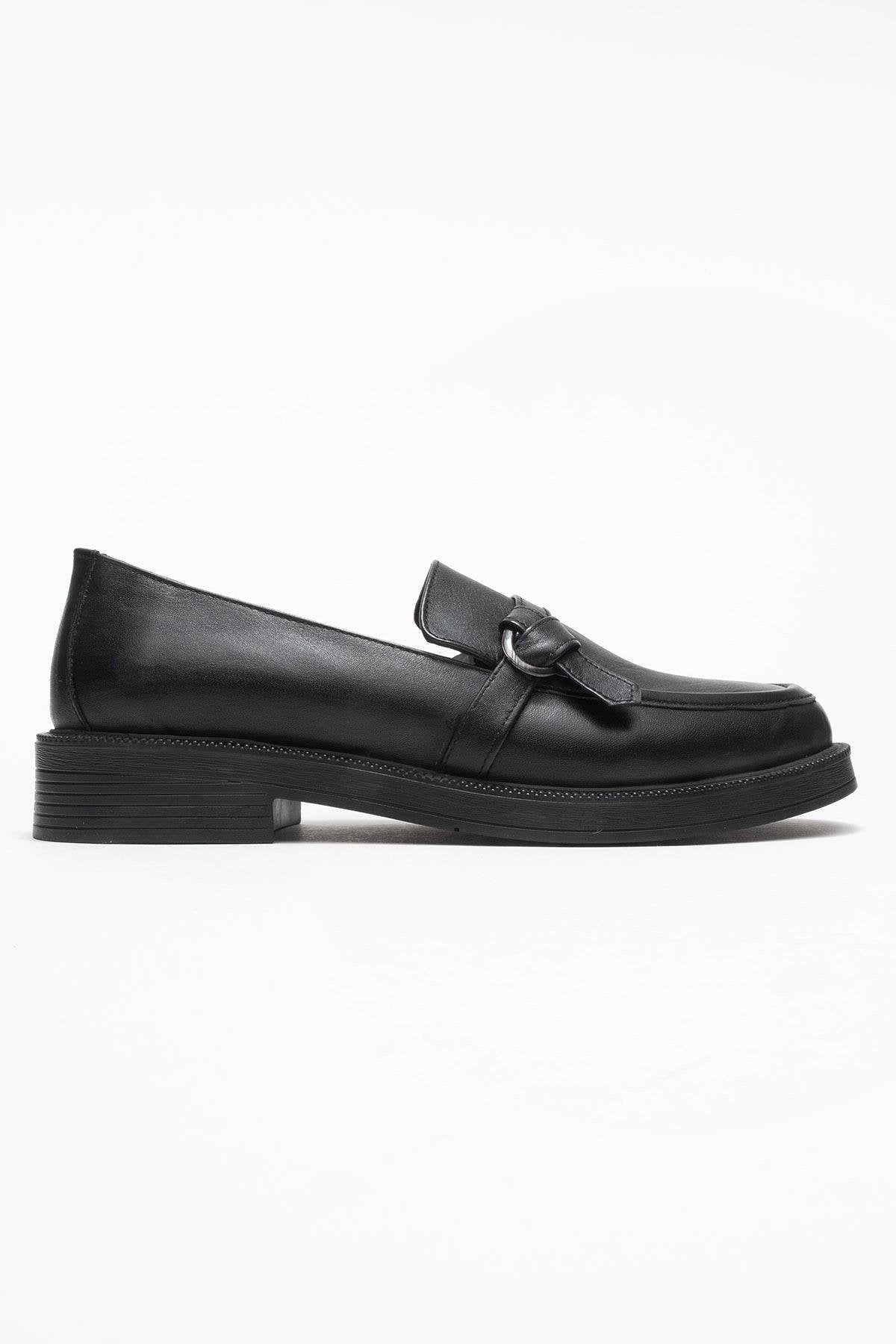 Galea - Black Buckled Leather Loafers (Women)