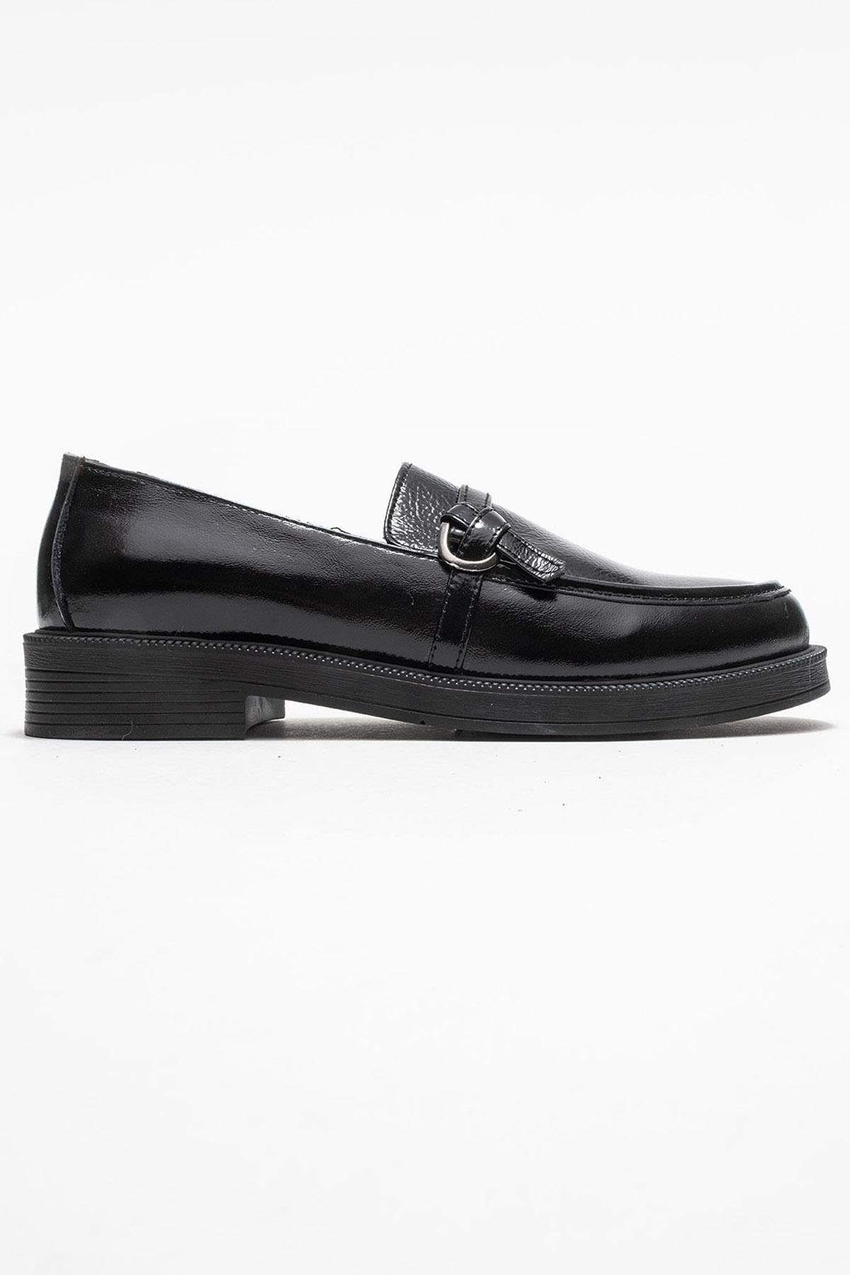 Galea - Black Patent Buckled Leather Loafers (Women)