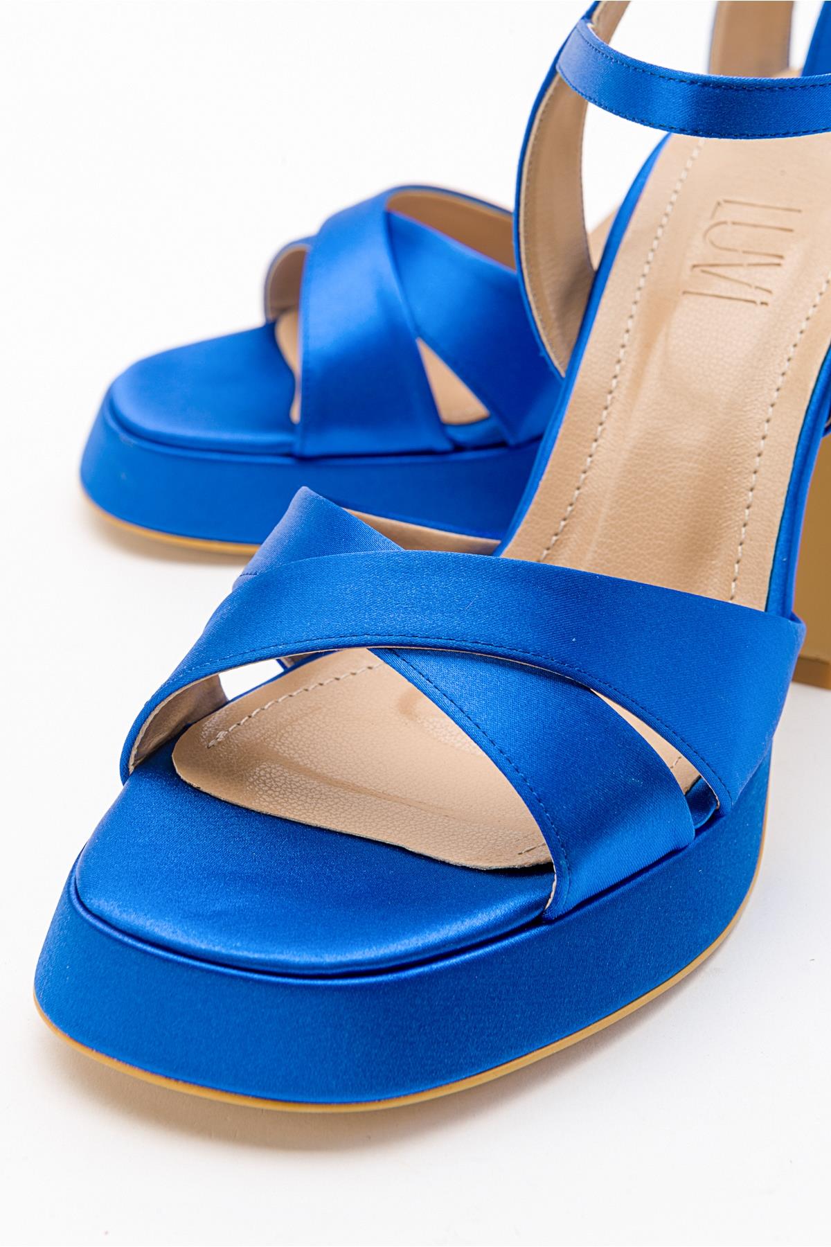 Lello - Cobalt Satin Platform Heel Shoe (Women)