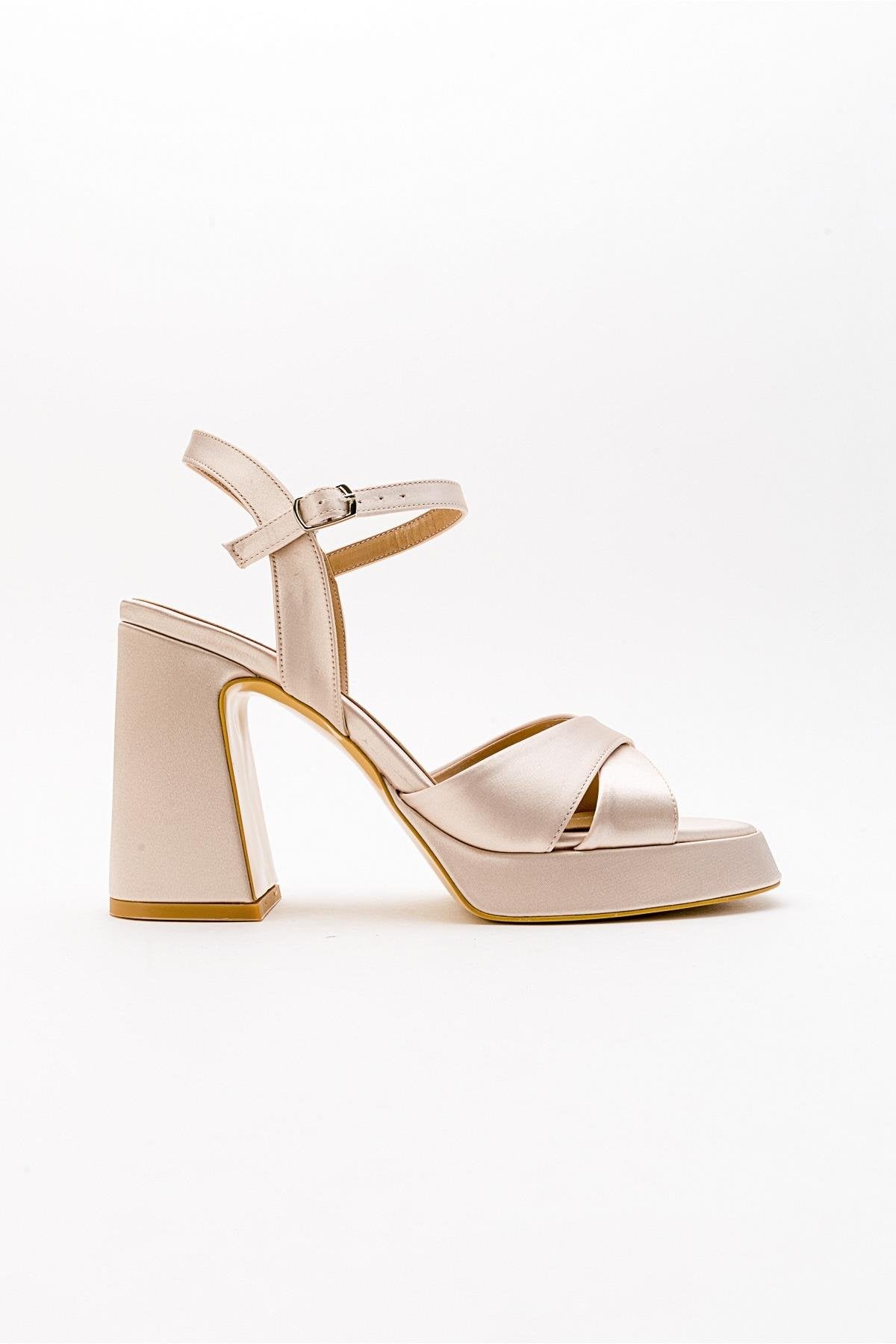 Lello - Zapato de Tacón de Plataforma de Satén Beige (Mujer)