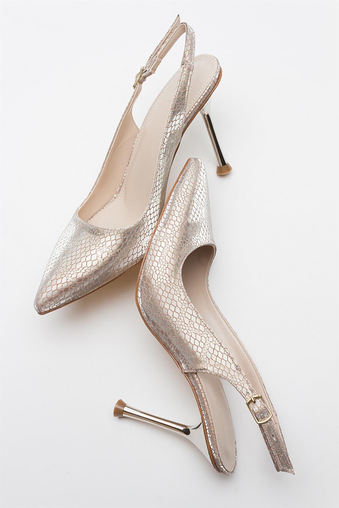 Orfo - Zapatilla de tacón alto con estampado dorado (Mujer)