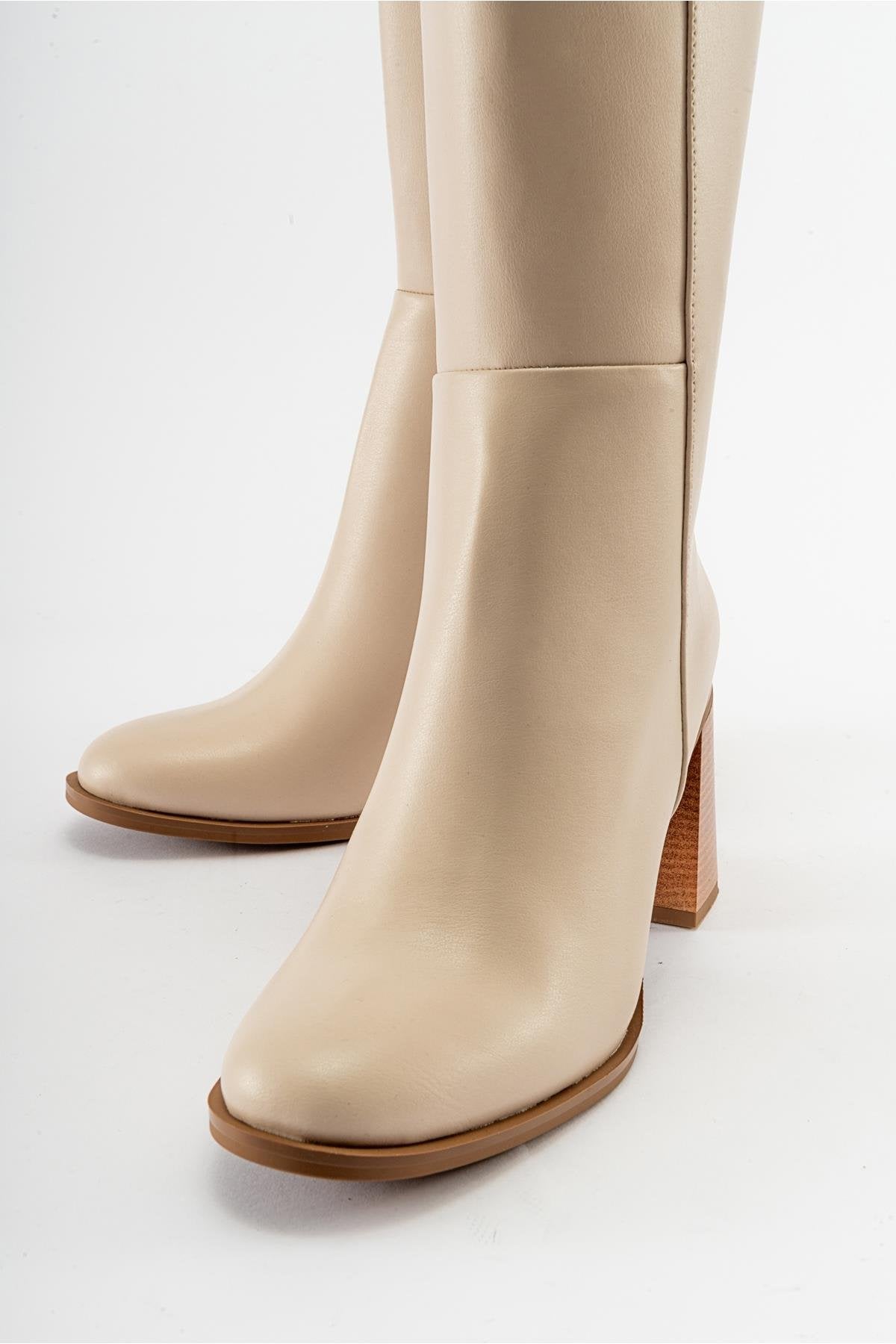 Maranta - Bota de tacón hasta la rodilla beige (Mujer)