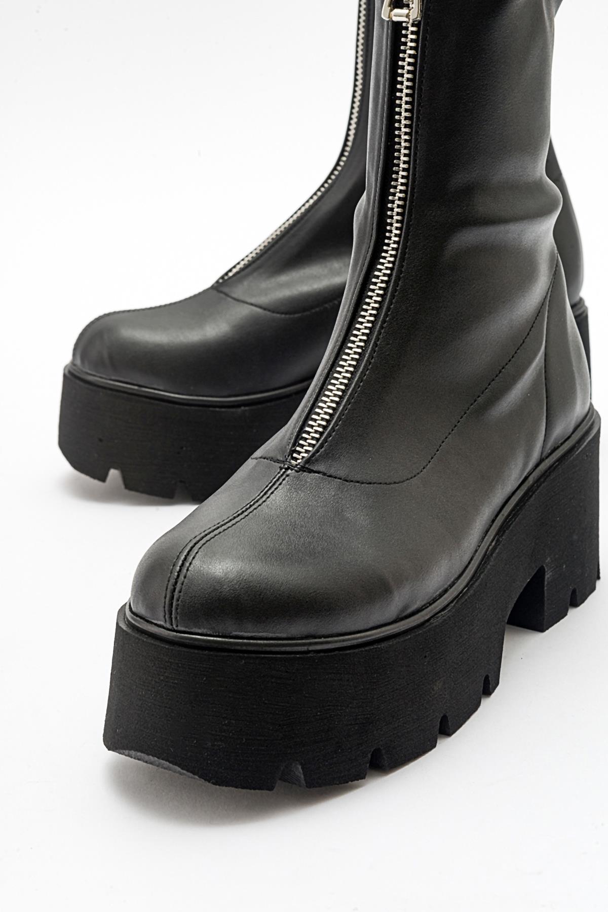Ovil - Bota de plataforma elástica negra con cremallera (Mujer)