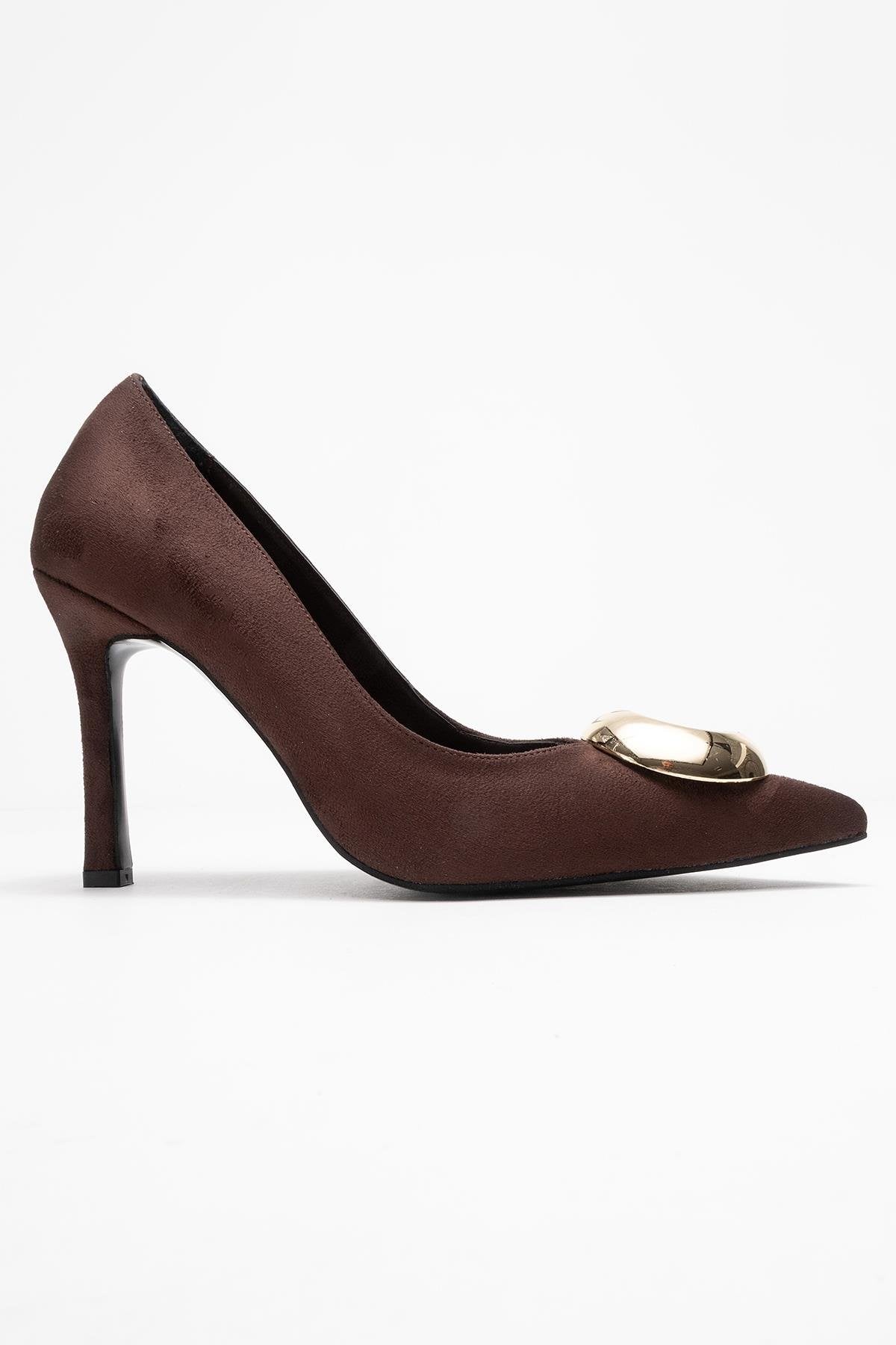 Jordana - Zapatos de tacón de ante marrón con punta (Mujer)