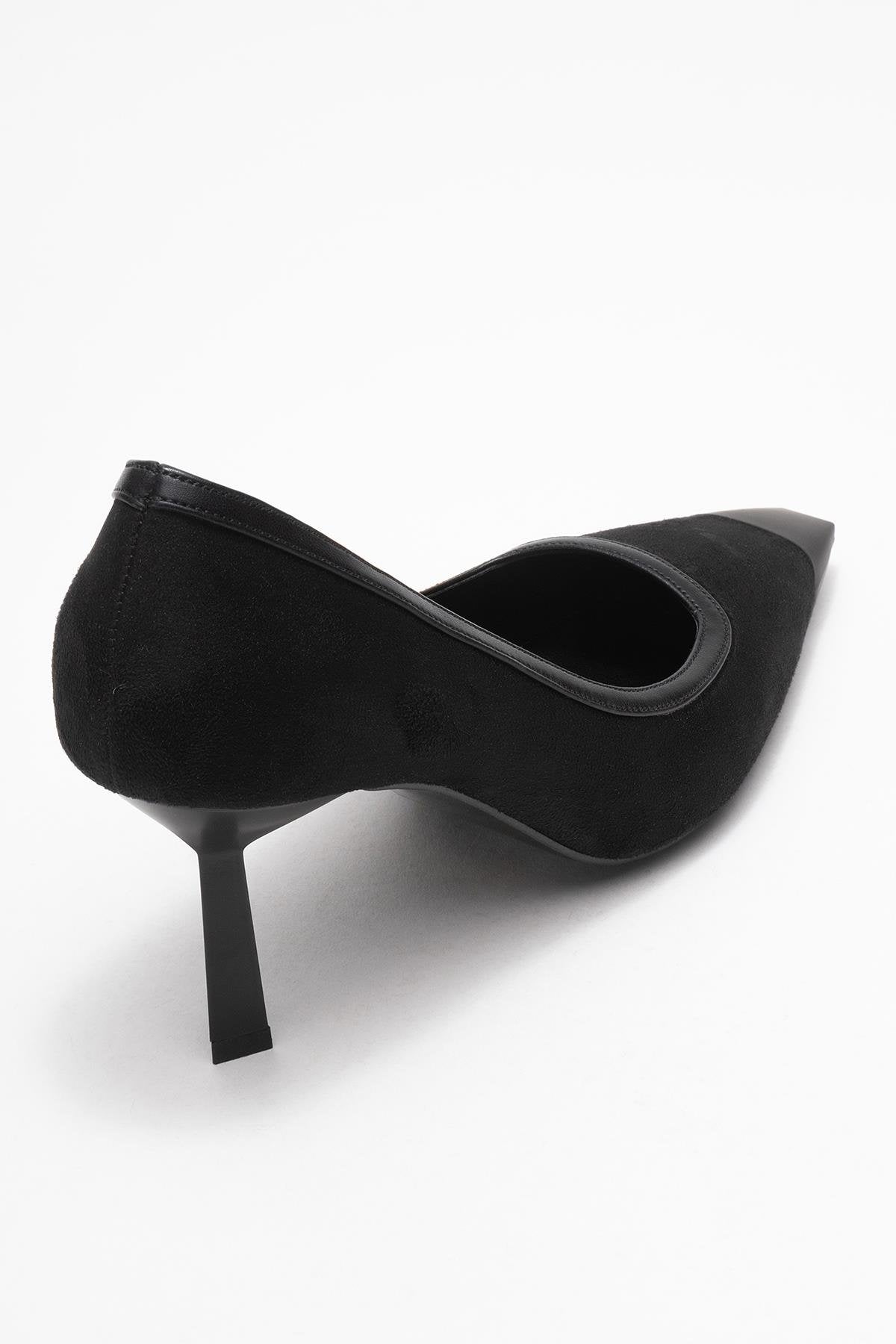 Rona - Zapatos de tacón de aguja de gamuza negra con punta (Mujer)