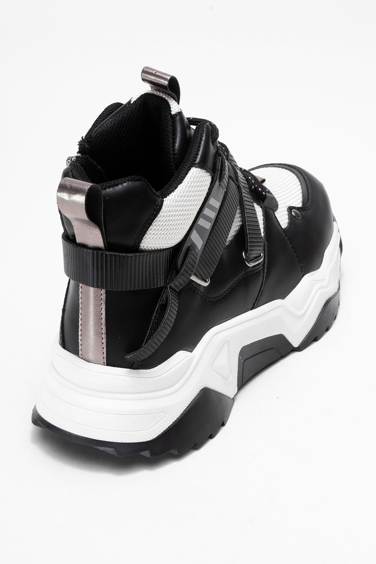Seraphine - Bota deportiva con cremallera en blanco y negro (Mujer)