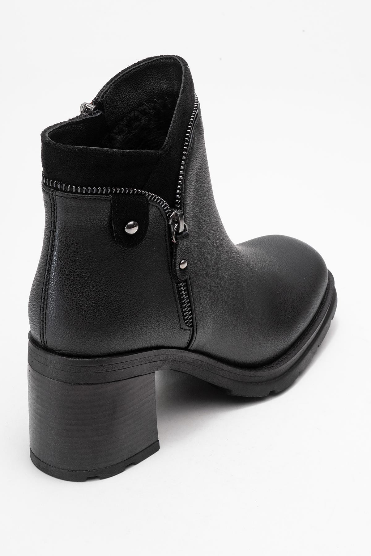 Parly - Black Zip-Block Heel Boot (Women)