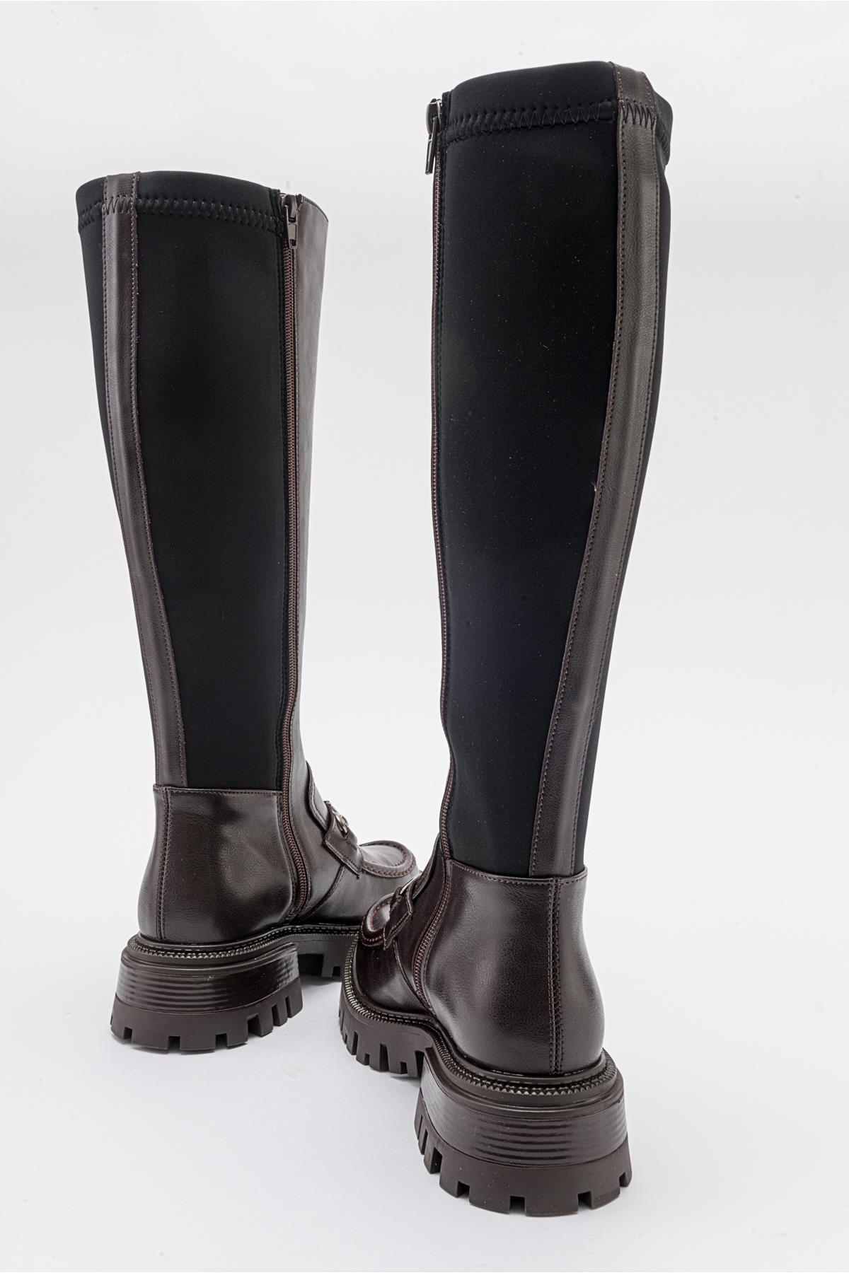 Chapel - Brown Buckle Stretch Boot (Women)