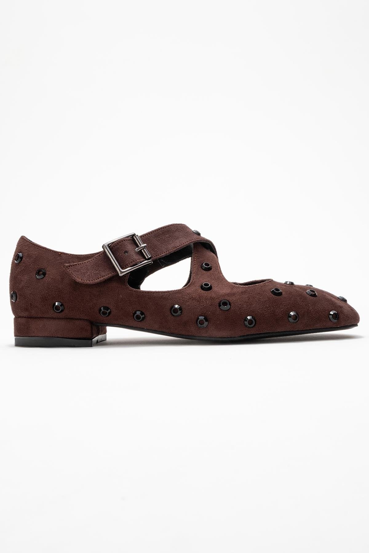 Addison - Brown Suede Cross Strap Mary Jane Shoes (Women)
