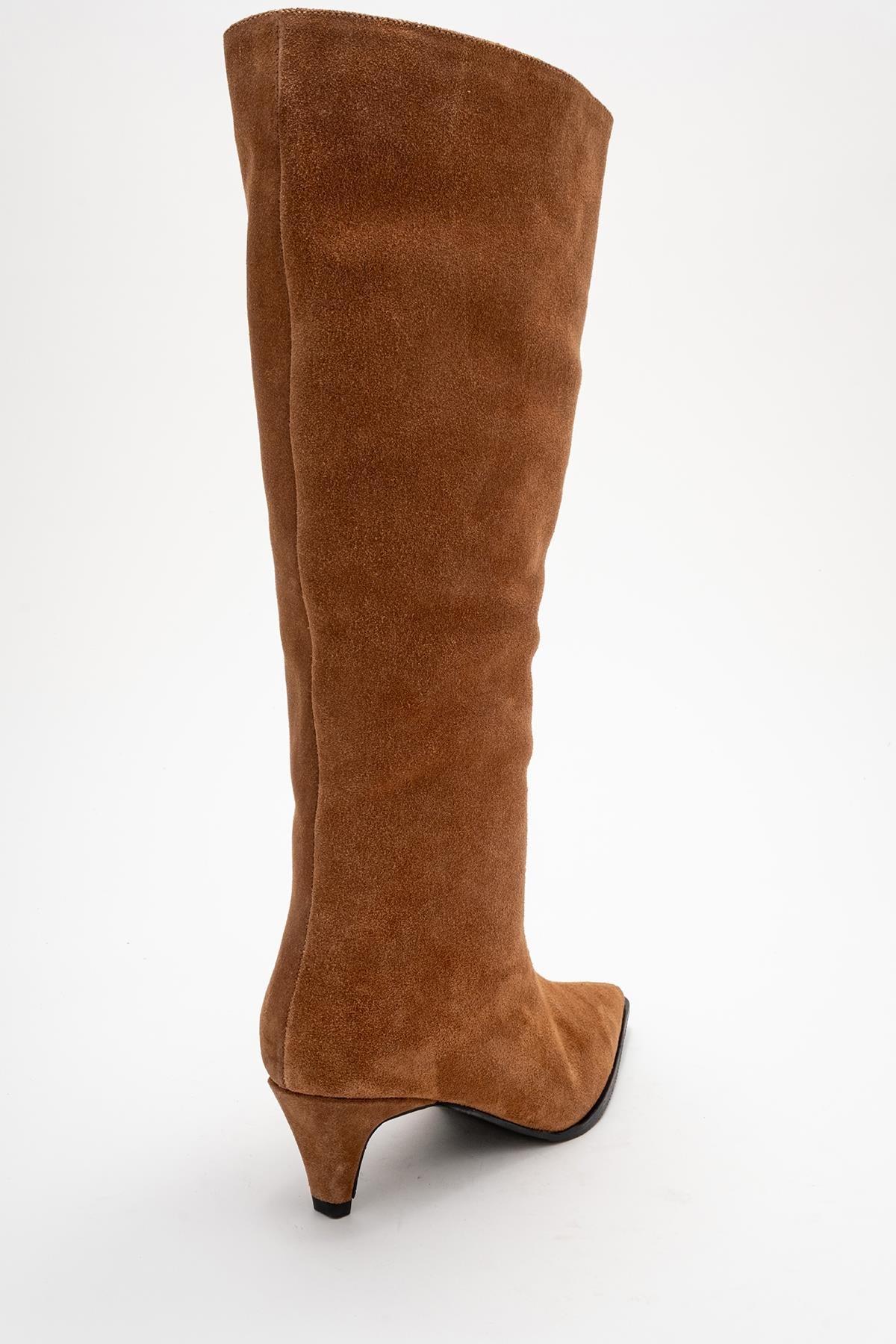 Siora - Bota alta de cuero de ante color coñac (Mujer)