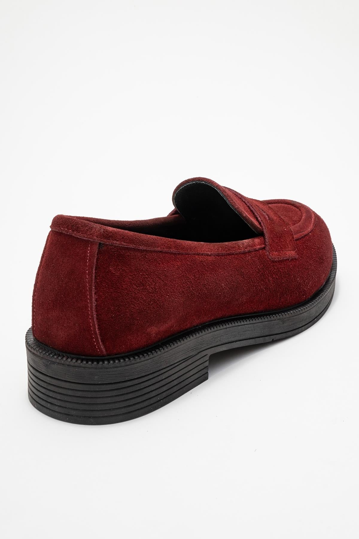Bree - Mocasines de plataforma de cuero y gamuza color burdeos (Mujer)