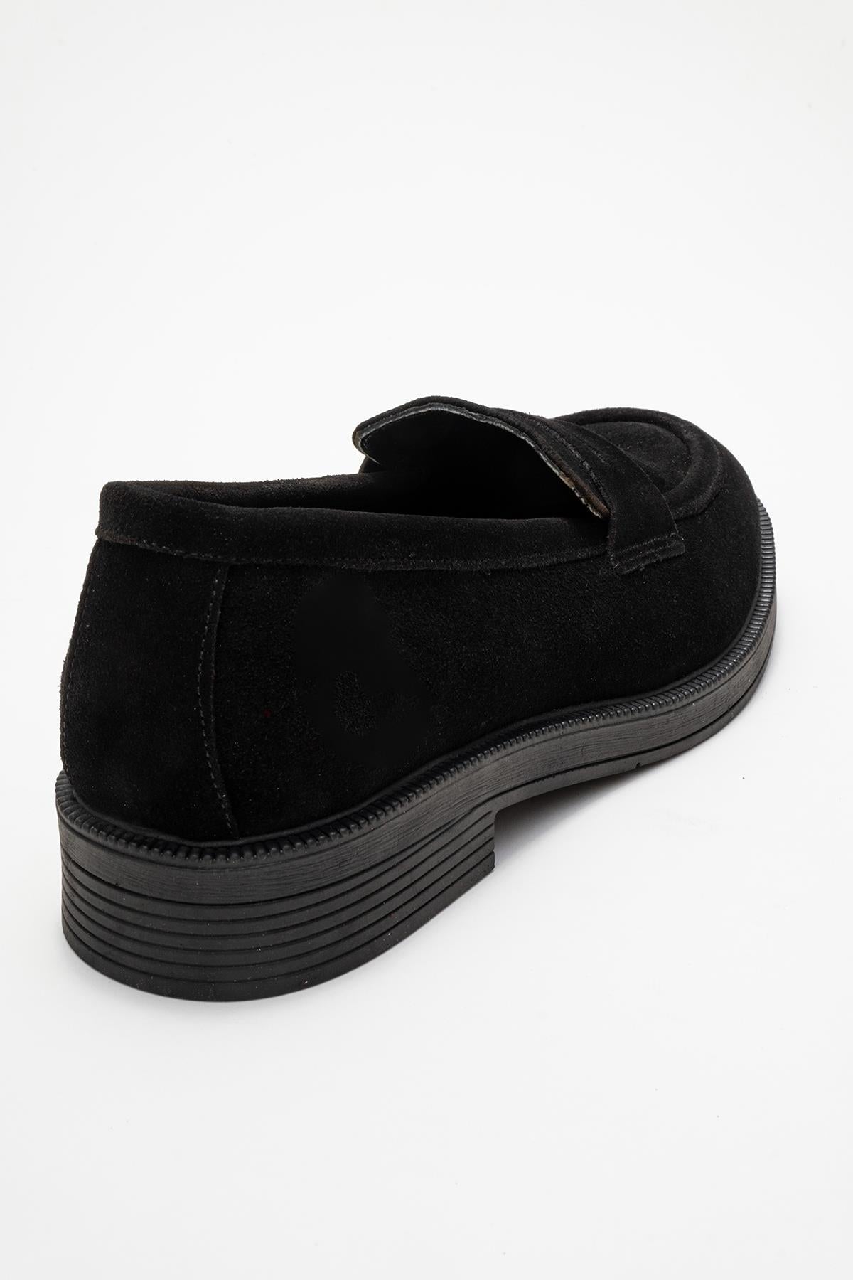 Bree - Mocasines de plataforma de cuero de ante negro (Mujer)