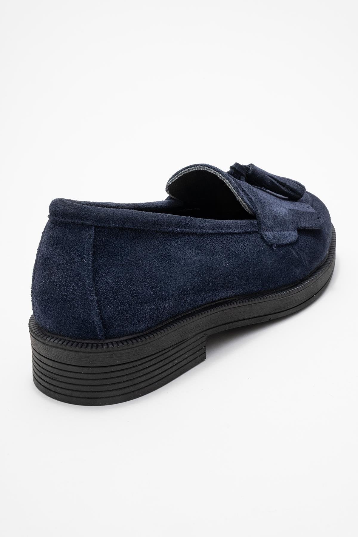 Milly - Navy Suede Leather Tassel Loafers