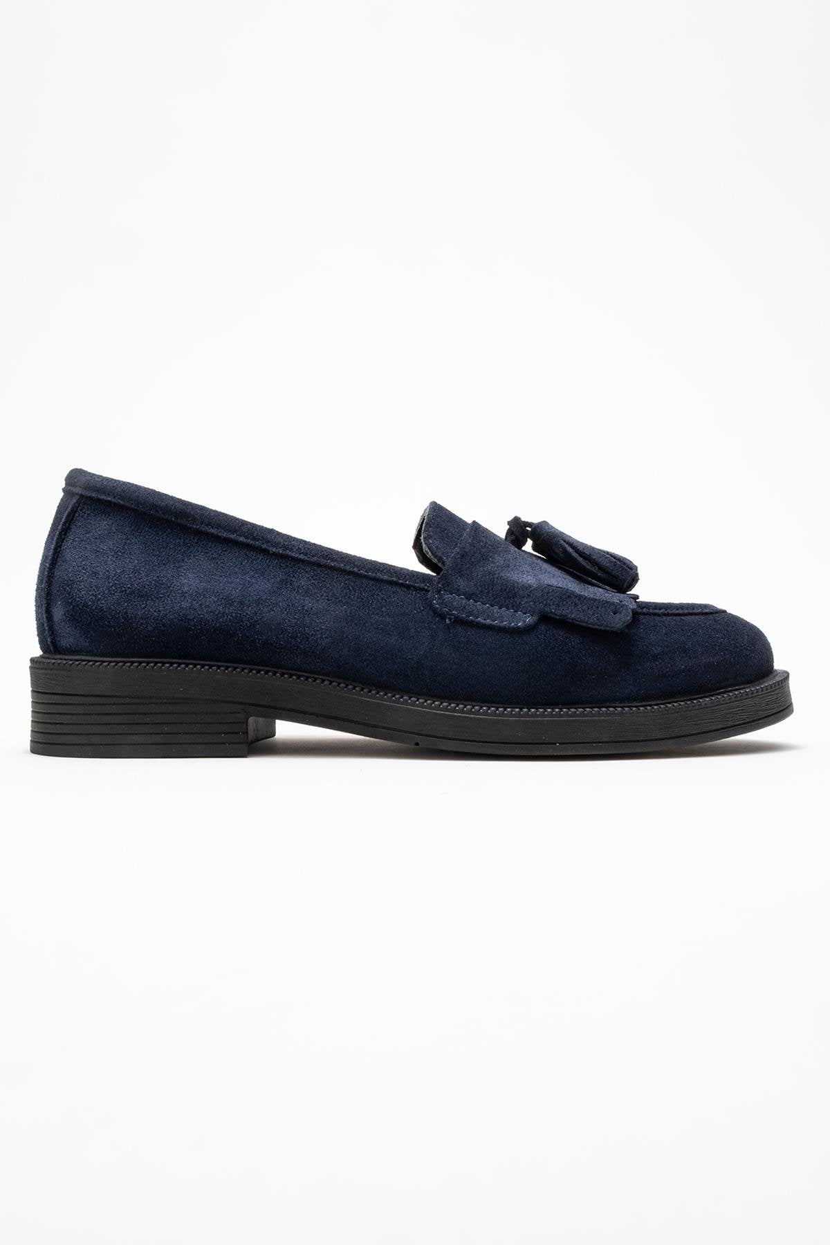Milly - Mocasines con borlas de piel de ante azul marino