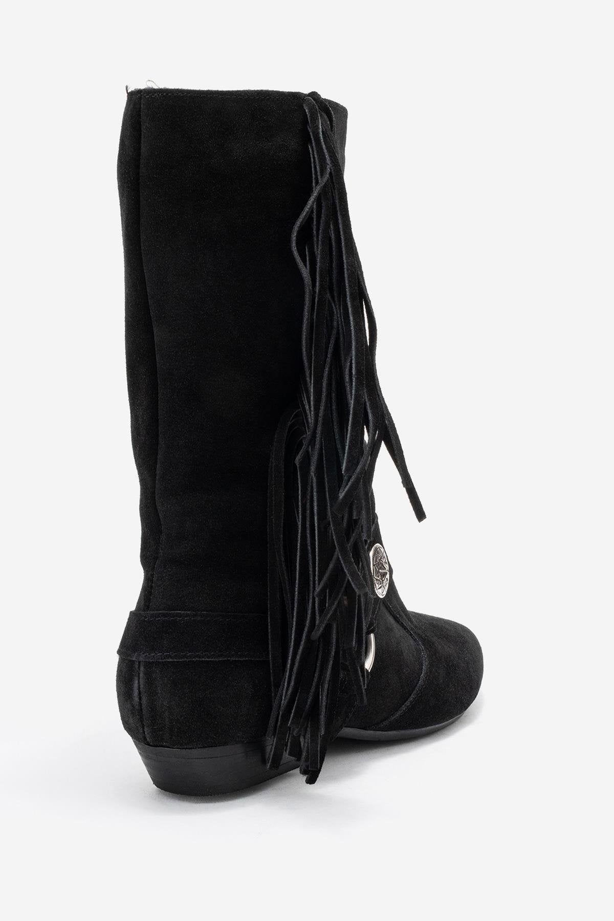 Selora - Bota vaquera de piel negra con hebilla (Mujer)