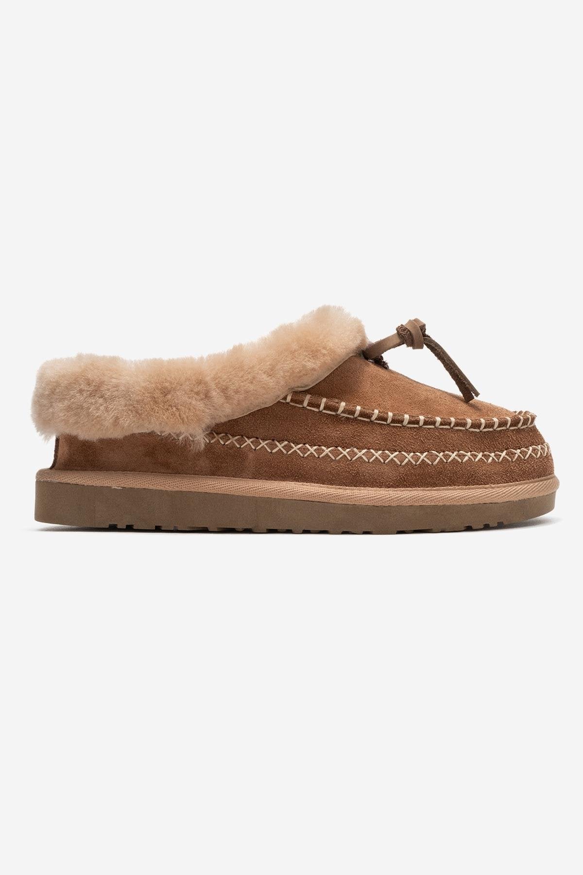 Noriel - Pantuflas Mocasín de Ante Cognac (Mujer)
