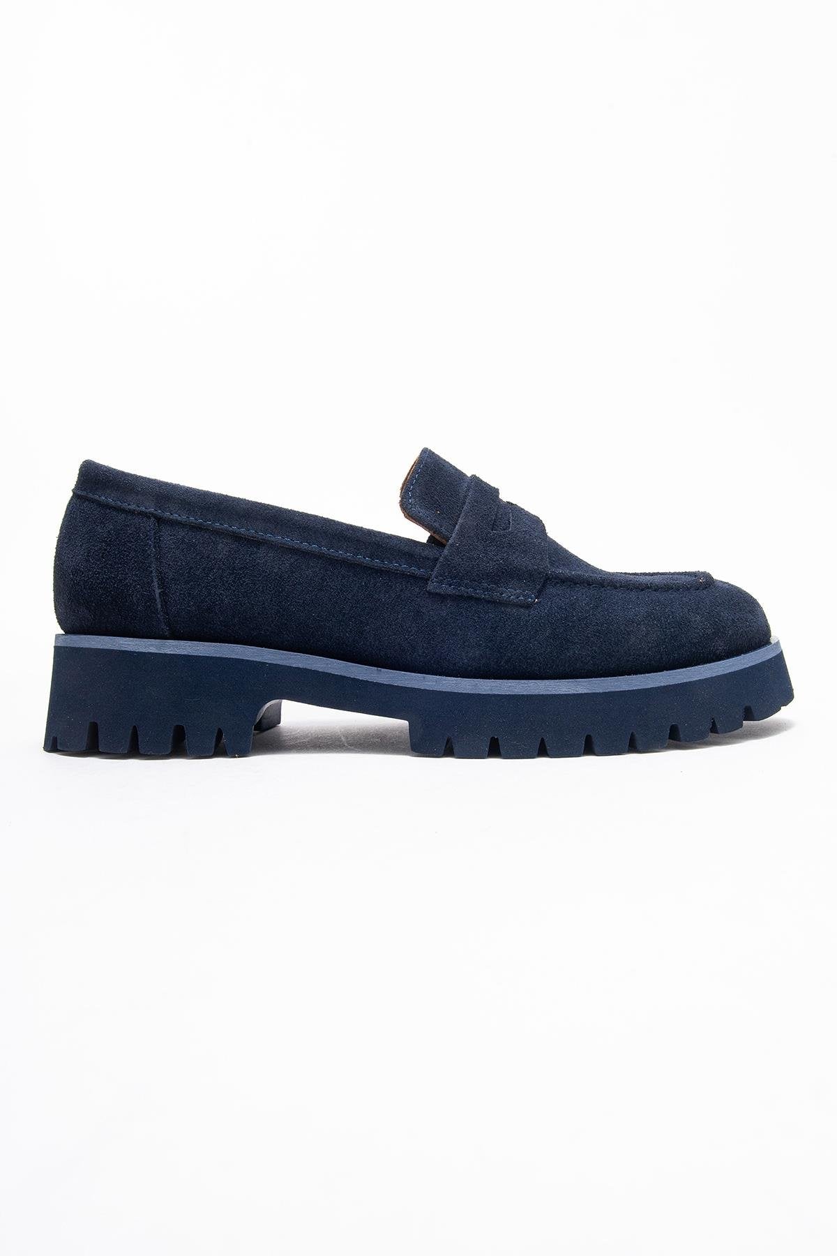 Vionel - Mocasín de cuero de ante azul marino (Mujer)