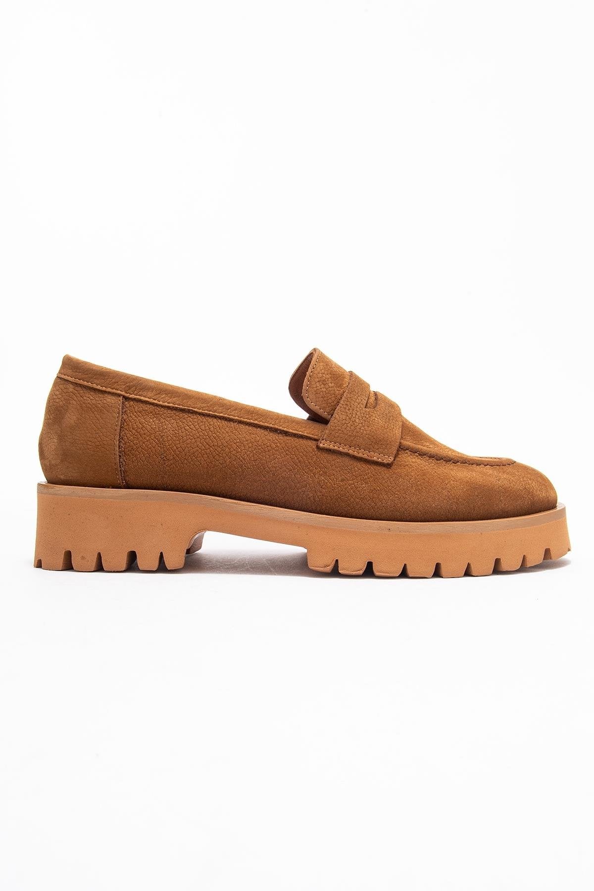 Vionel - Mocasín de cuero de ante color coñac (mujer)