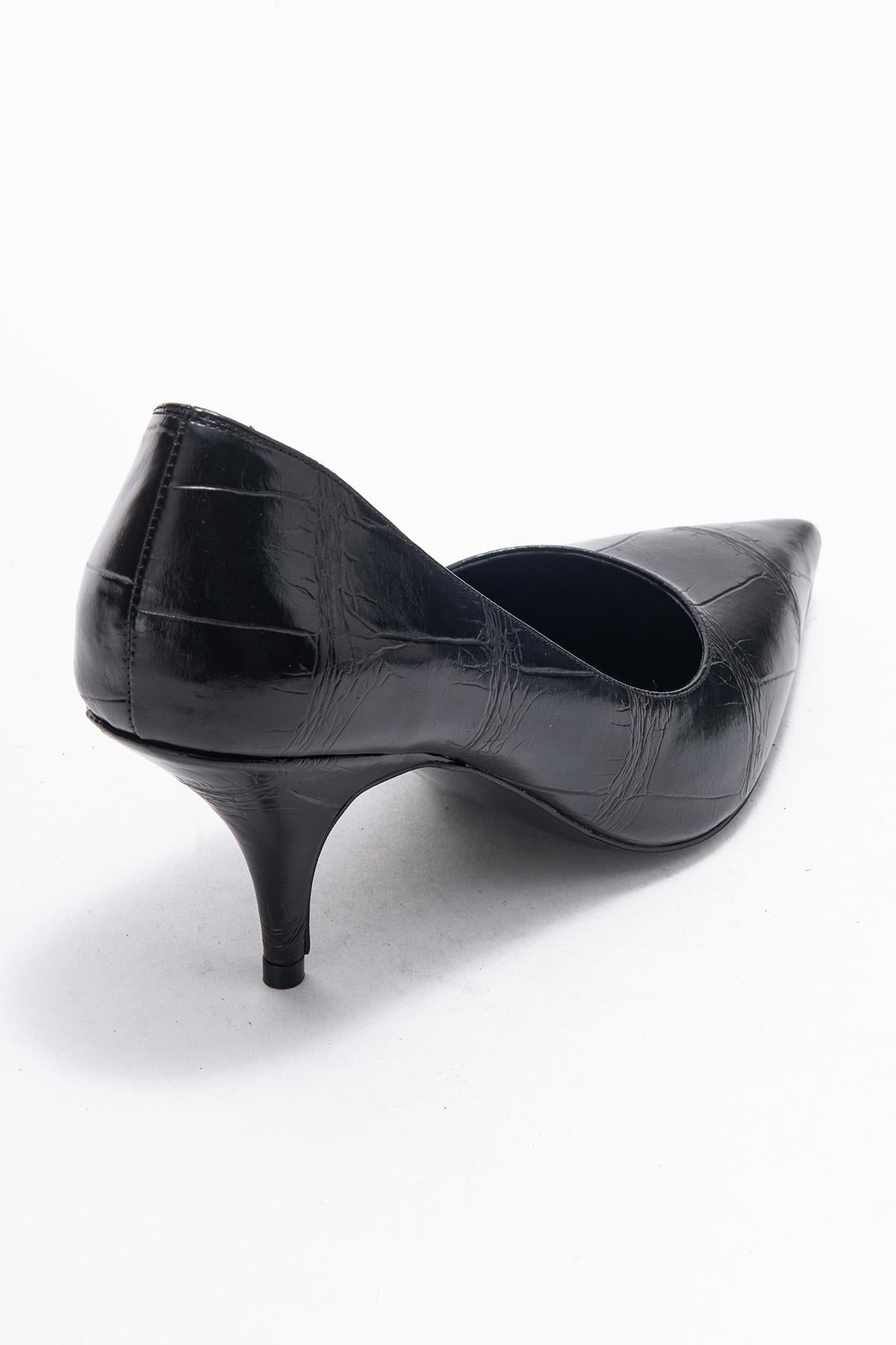 Marcus - Zapato de tacón con punta estampado en negro (mujer)