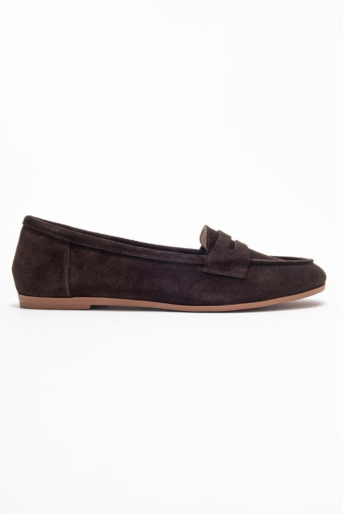 Dorothy - Mocasines de cuero de gamuza color café